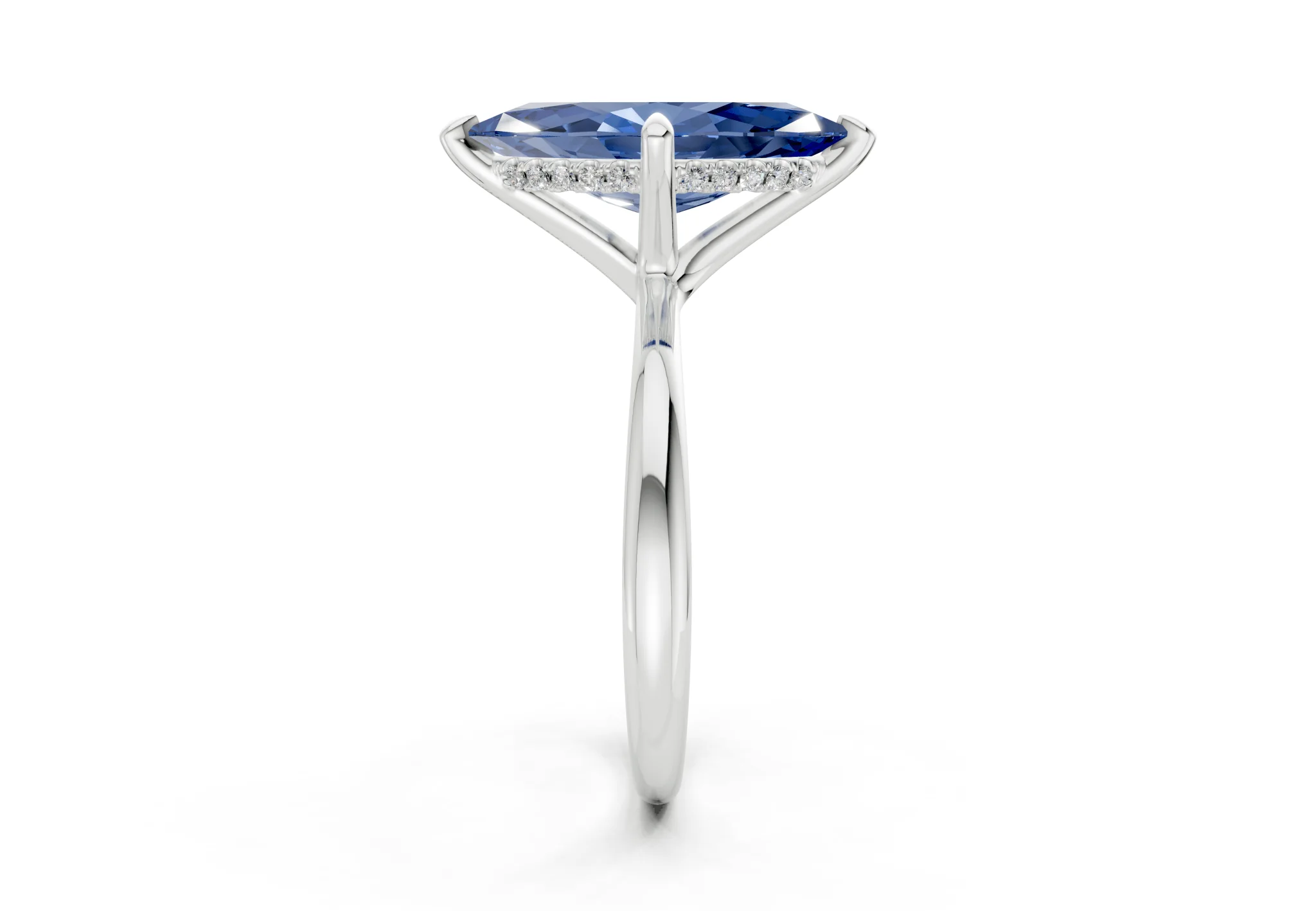 Marlowe Sapphire Gemstone Solitaire Marquise Cut 1.6mm Engagement Ring - Image 9