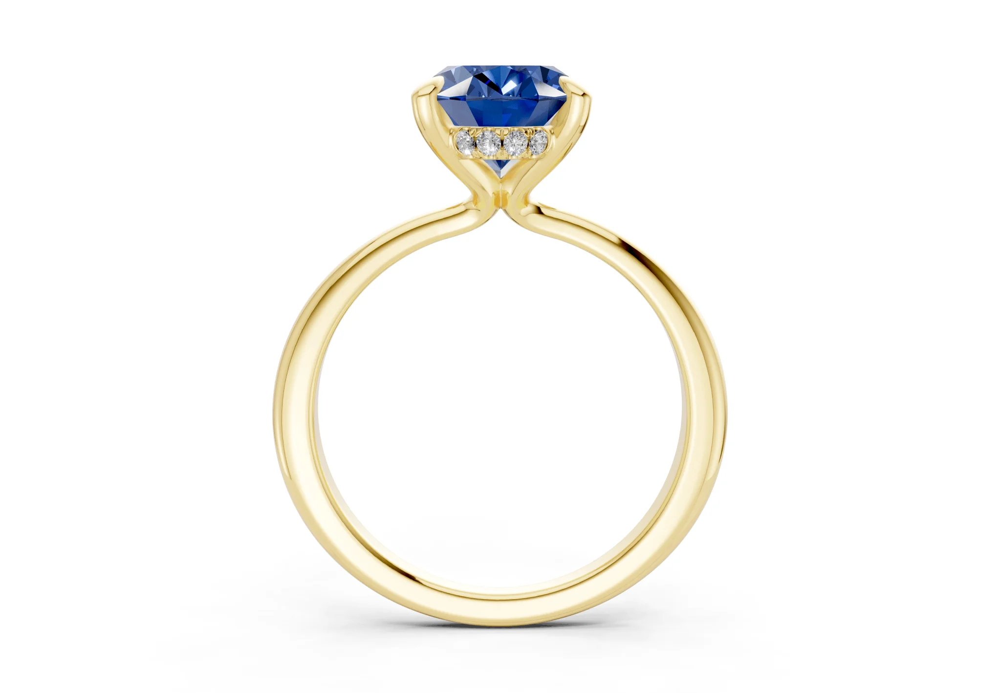 Marlowe Sapphire Gemstone Solitaire Oval Cut 1.6mm Engagement Ring - Image 2