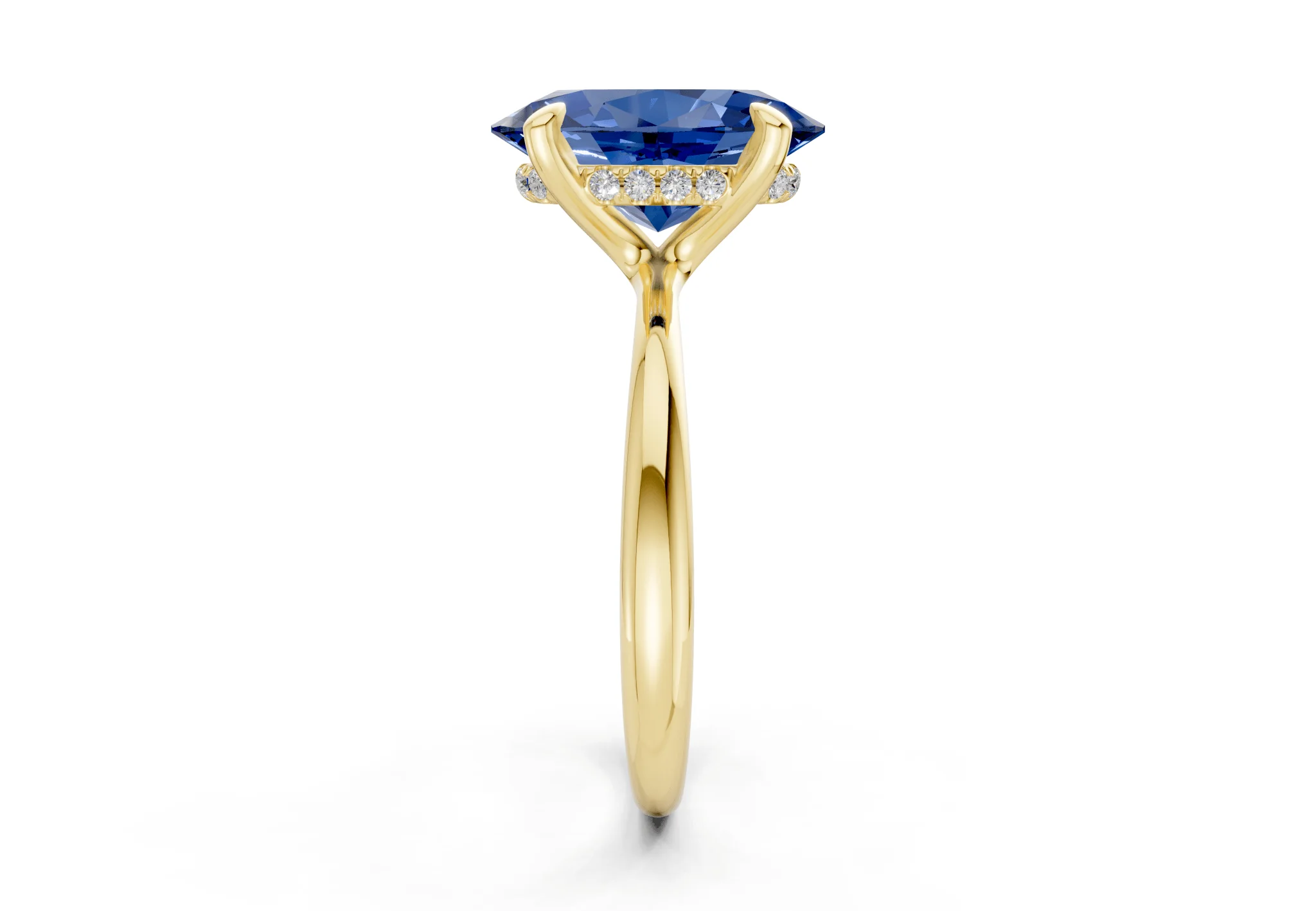 Marlowe Sapphire Gemstone Solitaire Oval Cut 1.6mm Engagement Ring - Image 3