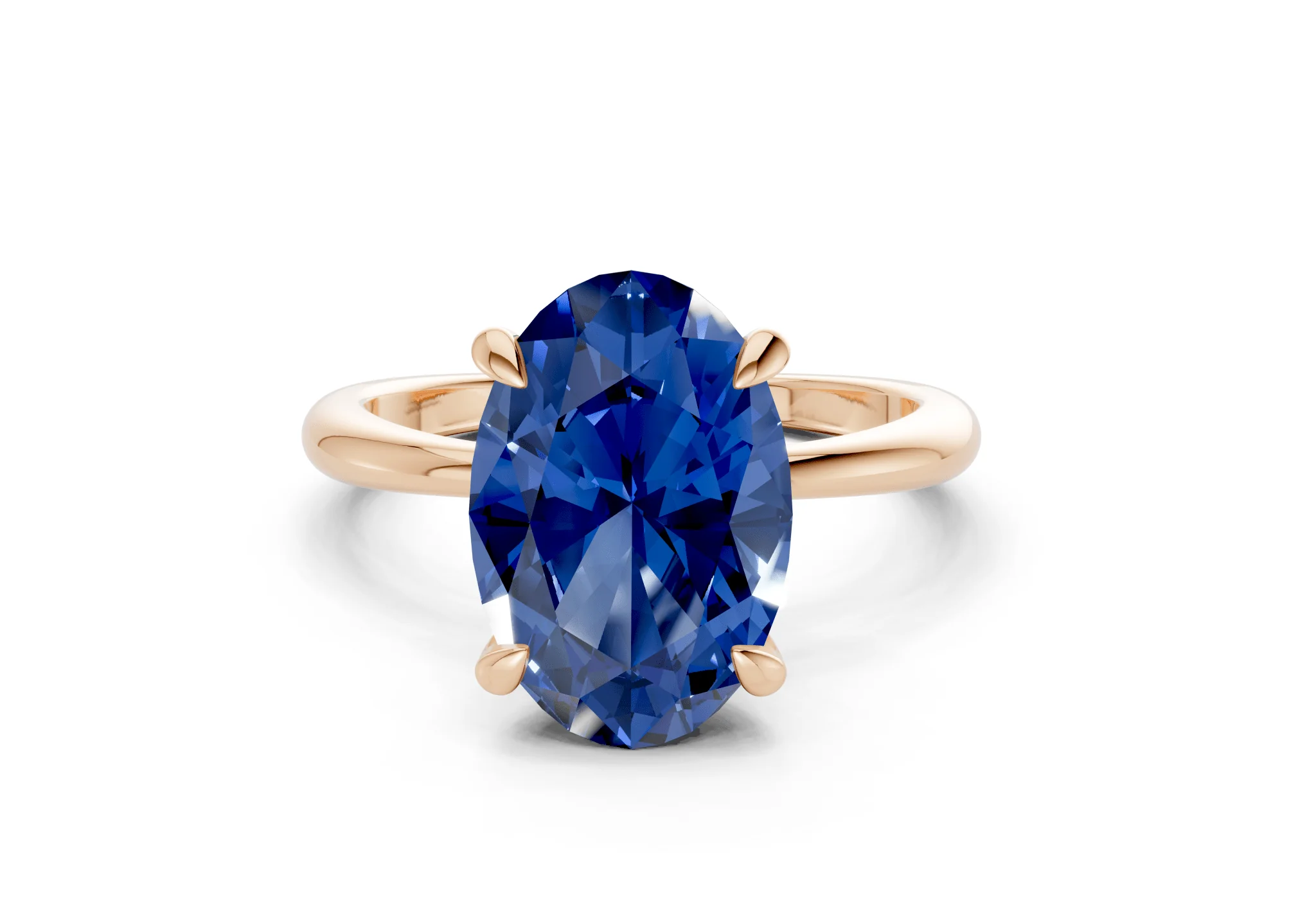 Marlowe Sapphire Gemstone Solitaire Oval Cut 1.6mm Engagement Ring - Image 4