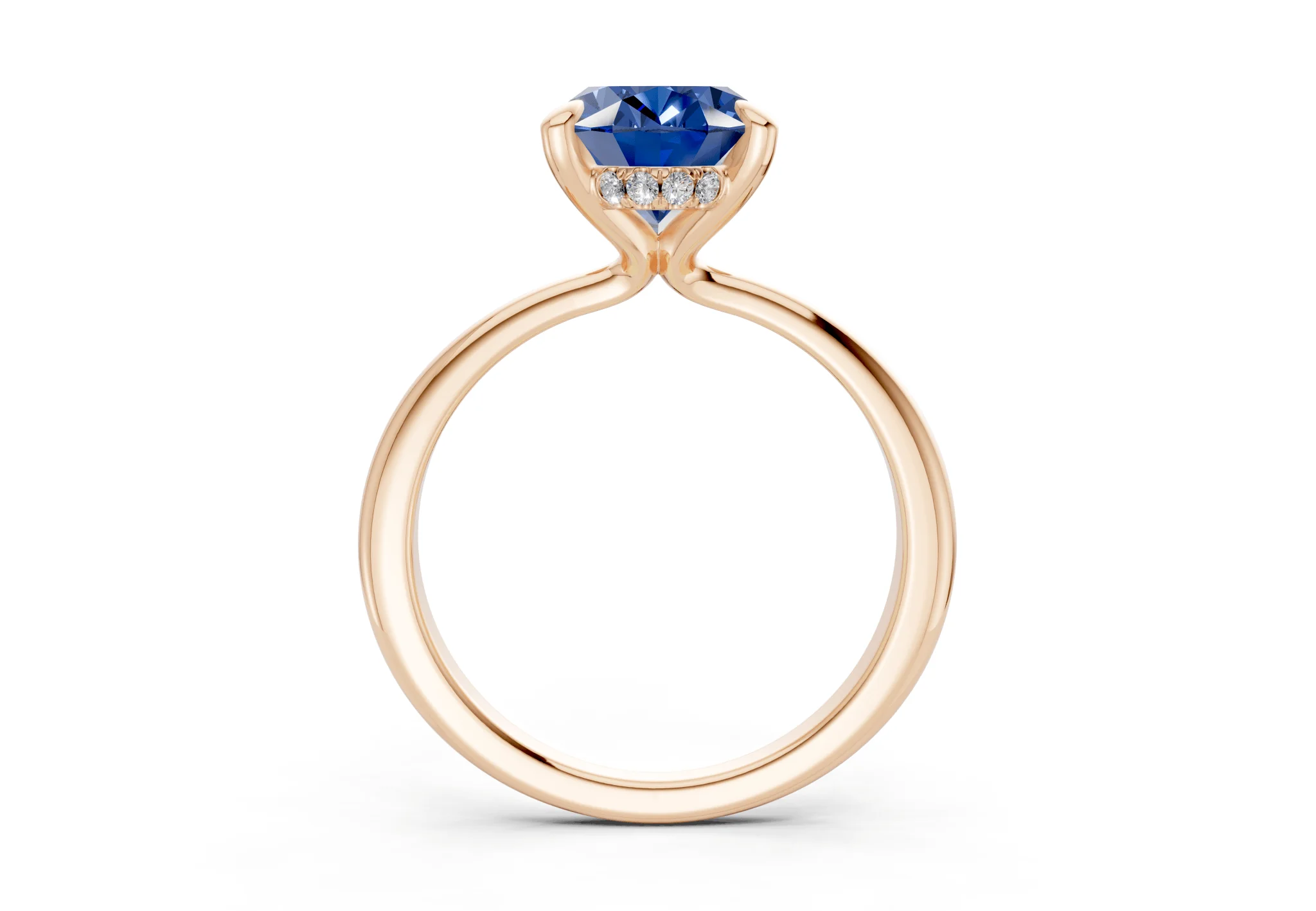 Marlowe Sapphire Gemstone Solitaire Oval Cut 1.6mm Engagement Ring - Image 5