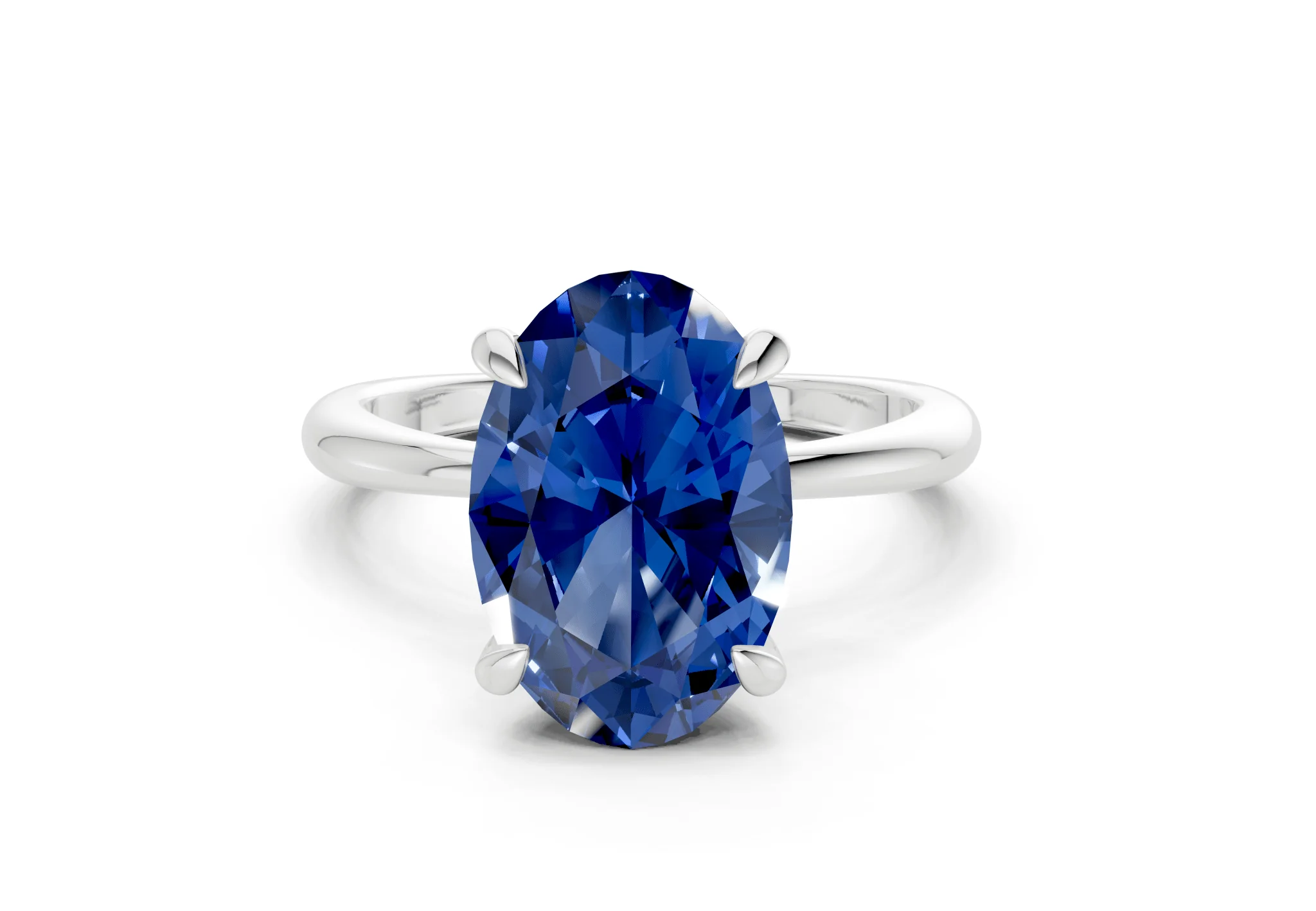 Marlowe Sapphire Gemstone Solitaire Oval Cut 1.6mm Engagement Ring - Image 7