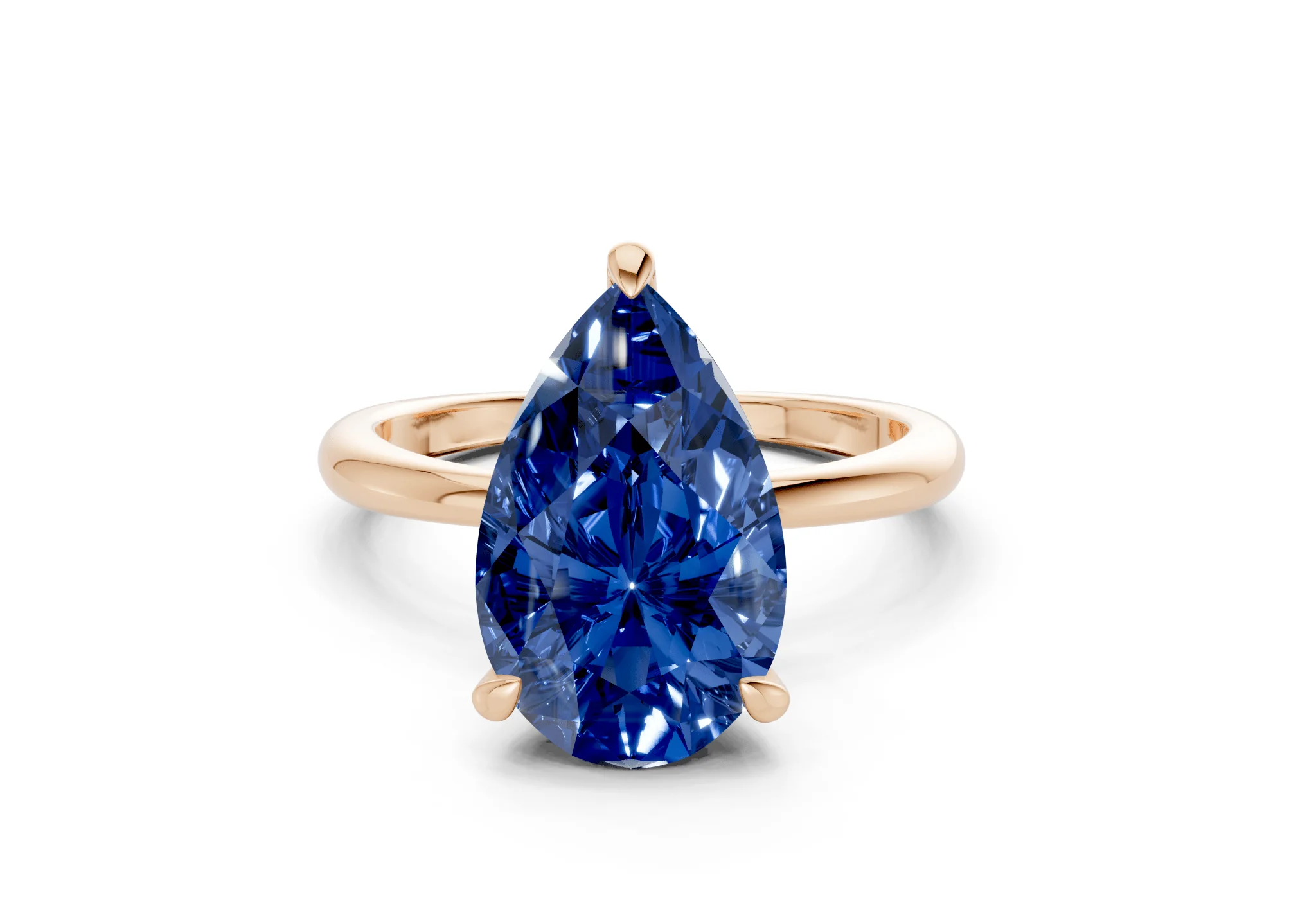 Marlowe Sapphire Gemstone Solitaire Pear Cut 1.6mm Engagement Ring - Image 4