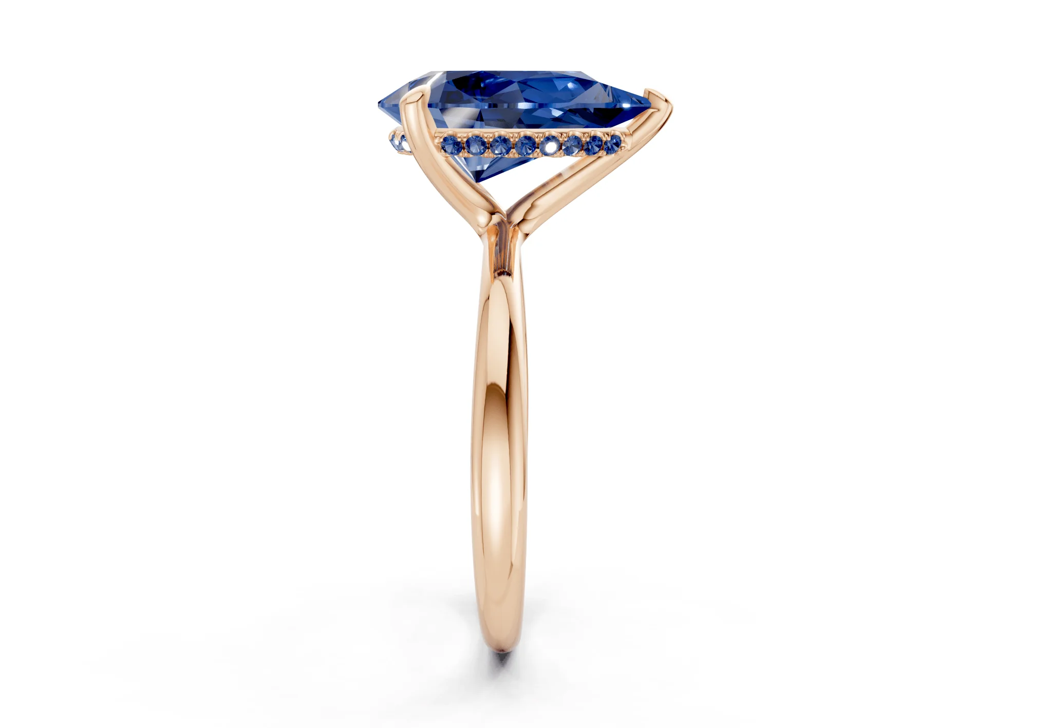 Marlowe Sapphire Gemstone Solitaire Pear Cut 1.6mm Engagement Ring - Image 6