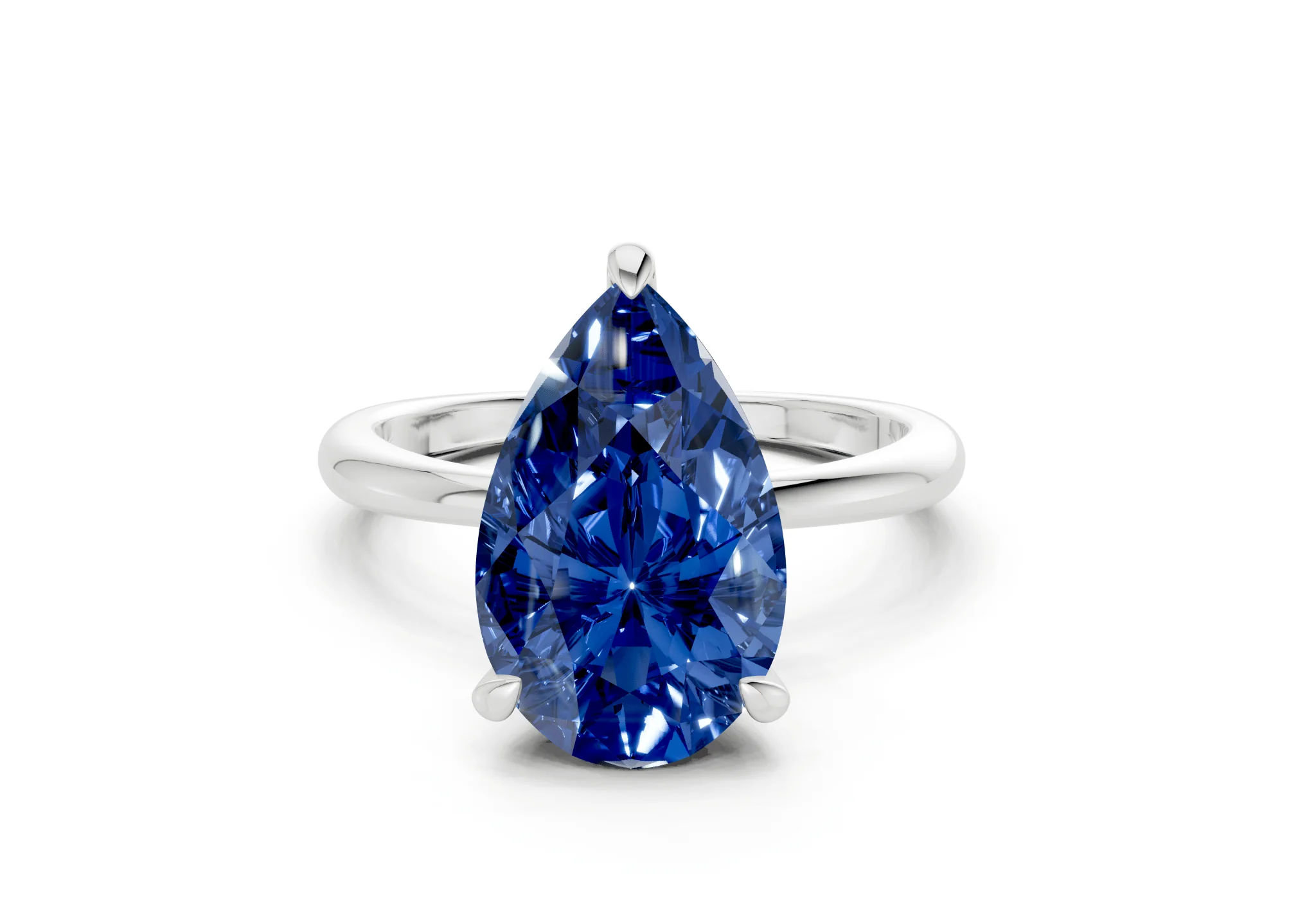 Marlowe Sapphire Gemstone Solitaire Pear Cut 1.6mm Engagement Ring - Image 7