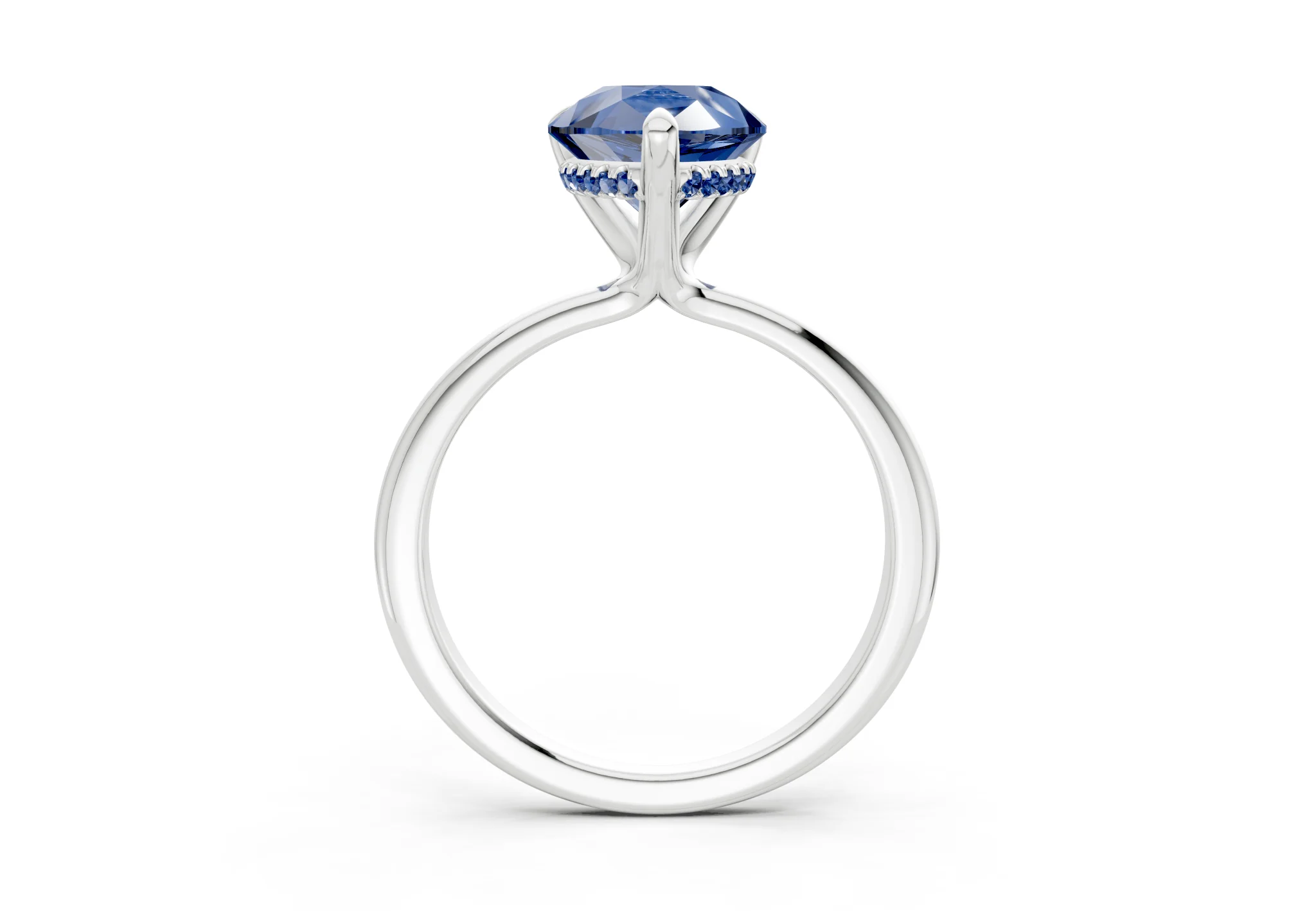 Marlowe Sapphire Gemstone Solitaire Pear Cut 1.6mm Engagement Ring - Image 8