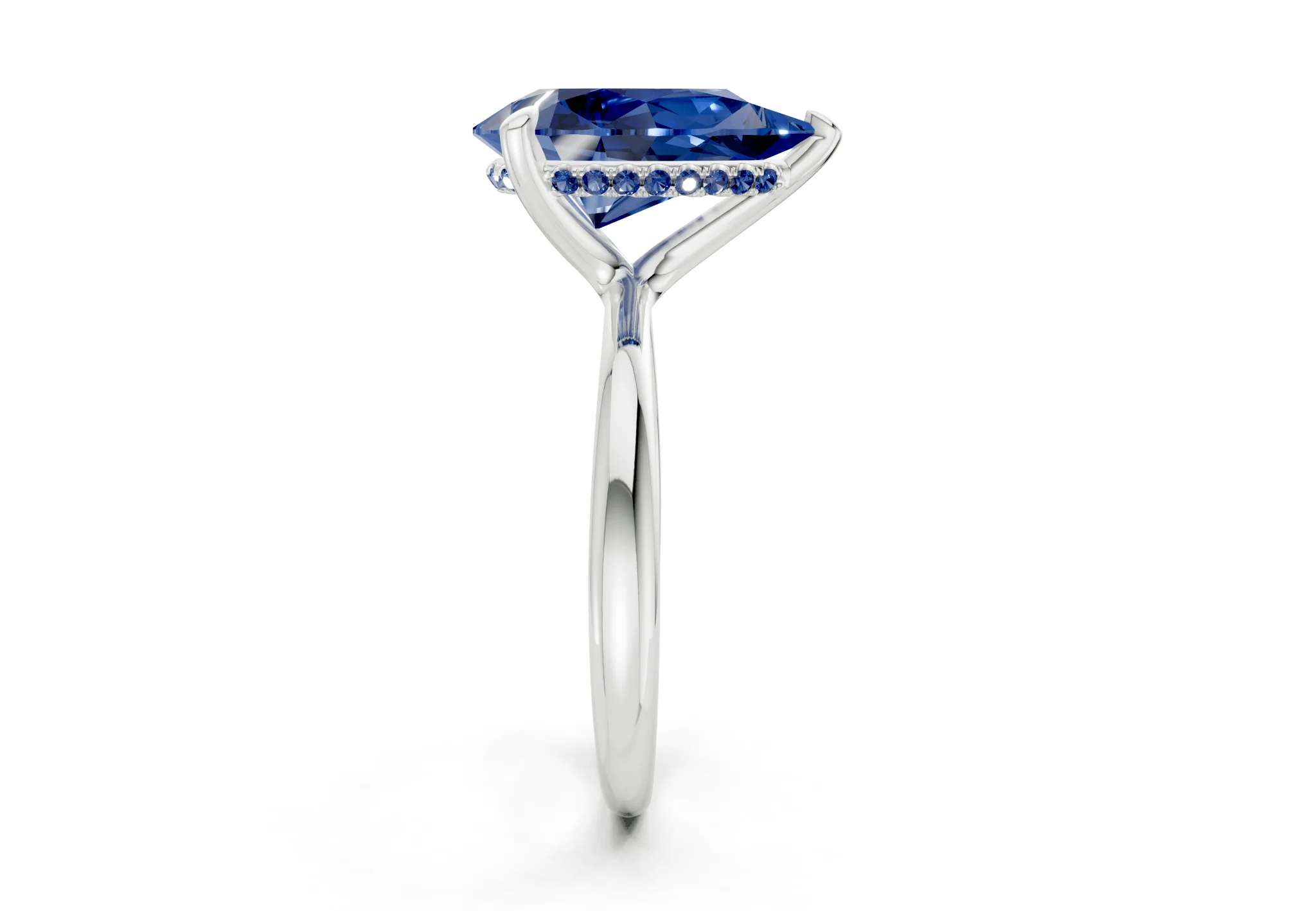 Marlowe Sapphire Gemstone Solitaire Pear Cut 1.6mm Engagement Ring - Image 9