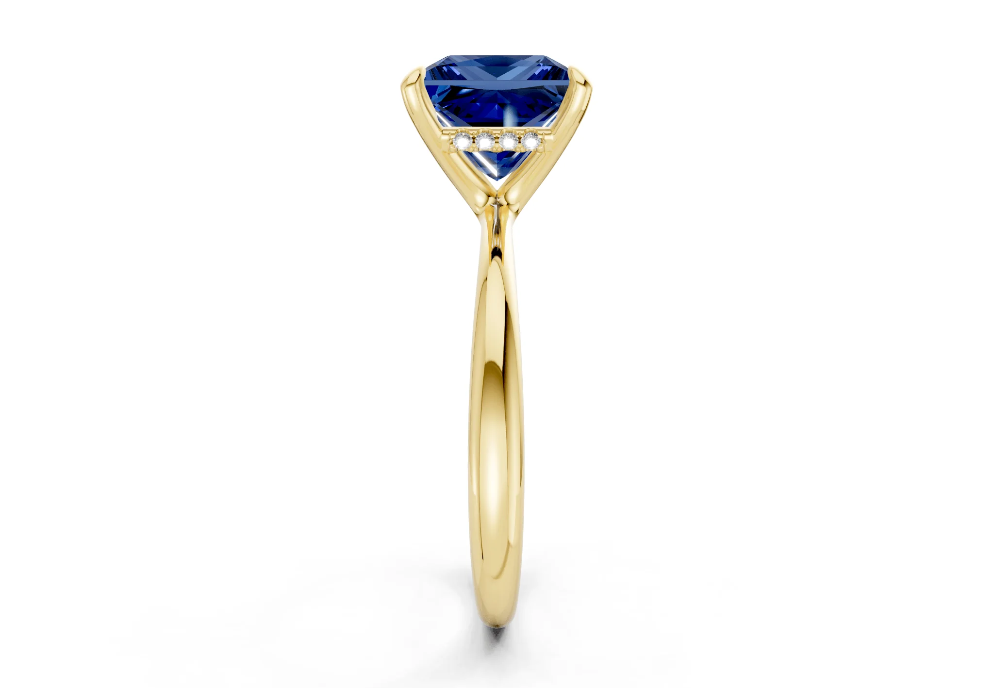 Marlowe Sapphire Gemstone Solitaire Princess Cut 1.6mm Engagement Ring - Image 3