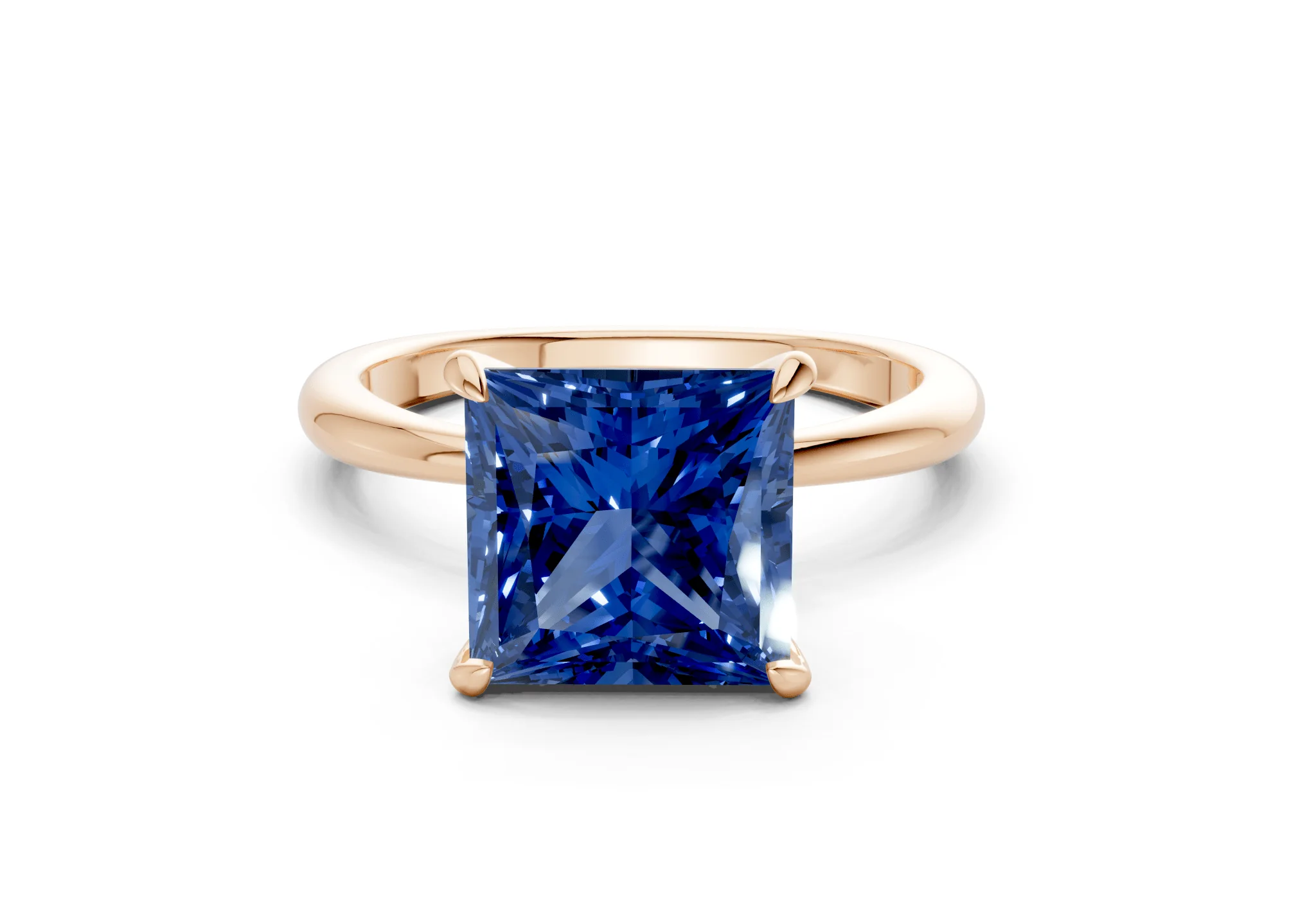 Marlowe Sapphire Gemstone Solitaire Princess Cut 1.6mm Engagement Ring - Image 4