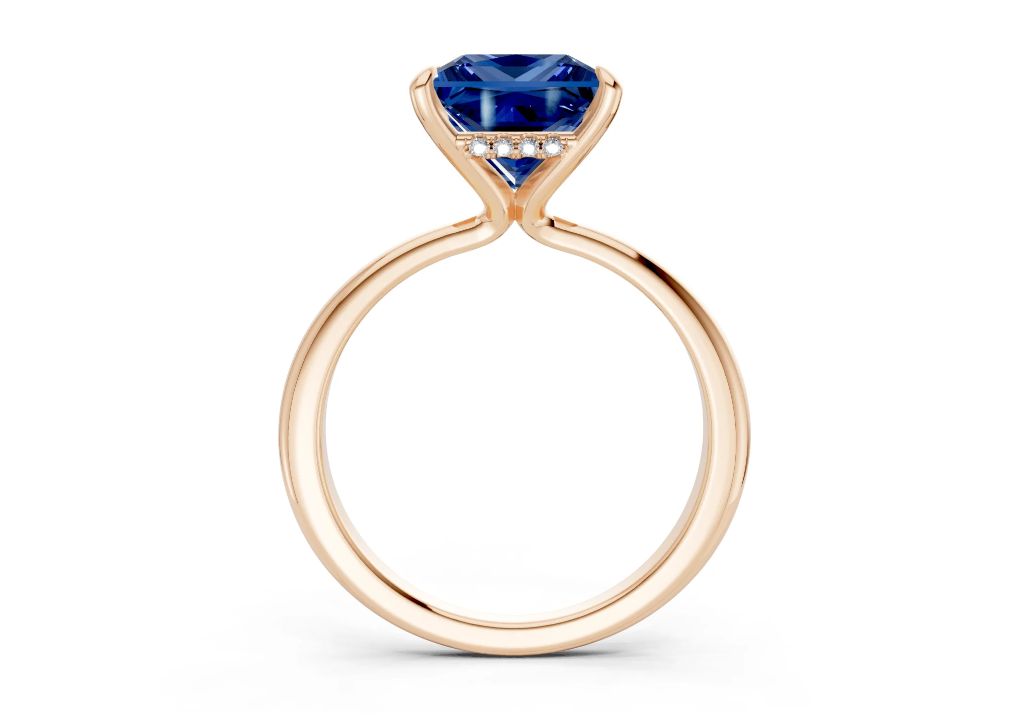 Marlowe Sapphire Gemstone Solitaire Princess Cut 1.6mm Engagement Ring - Image 5