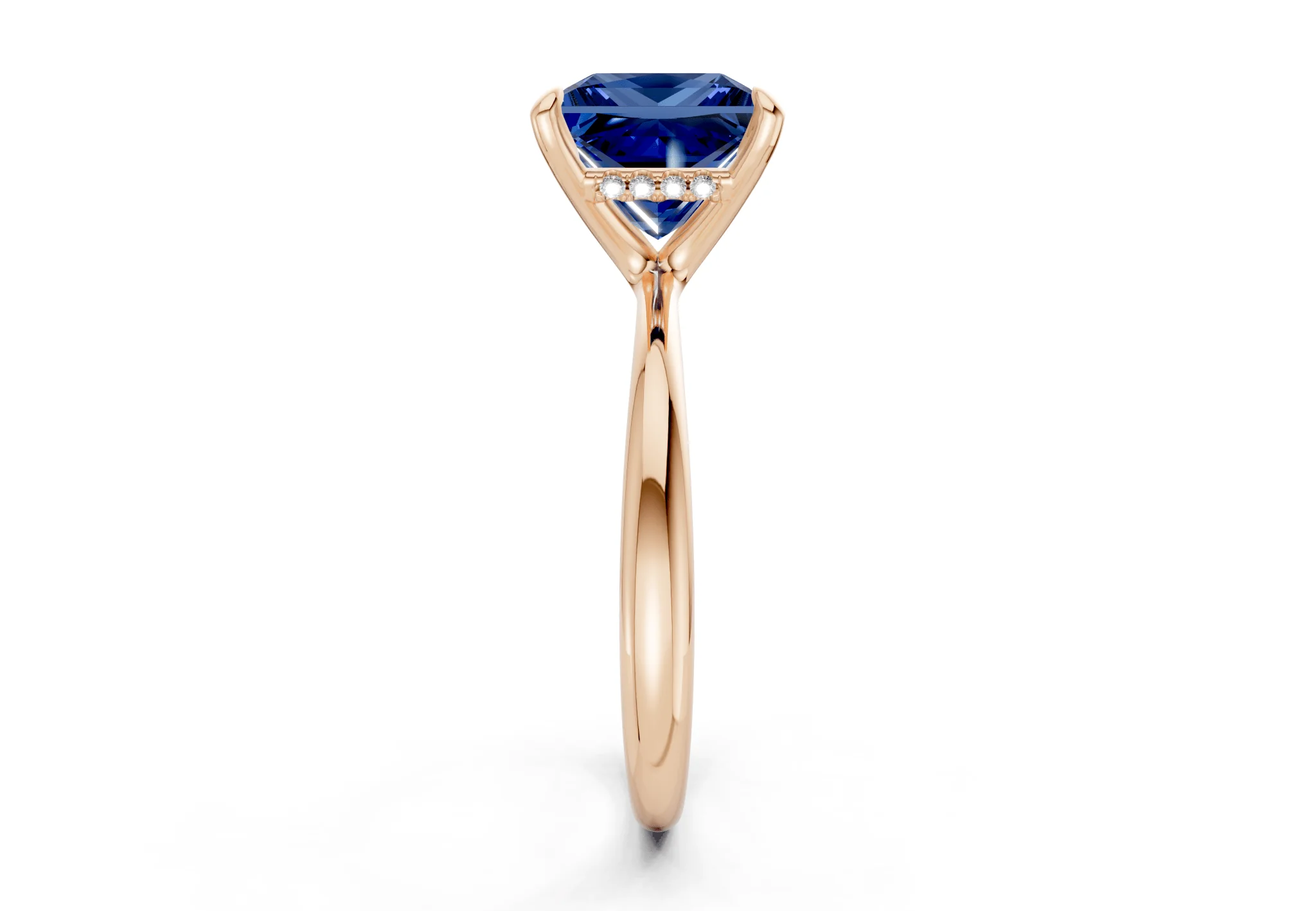 Marlowe Sapphire Gemstone Solitaire Princess Cut 1.6mm Engagement Ring - Image 6