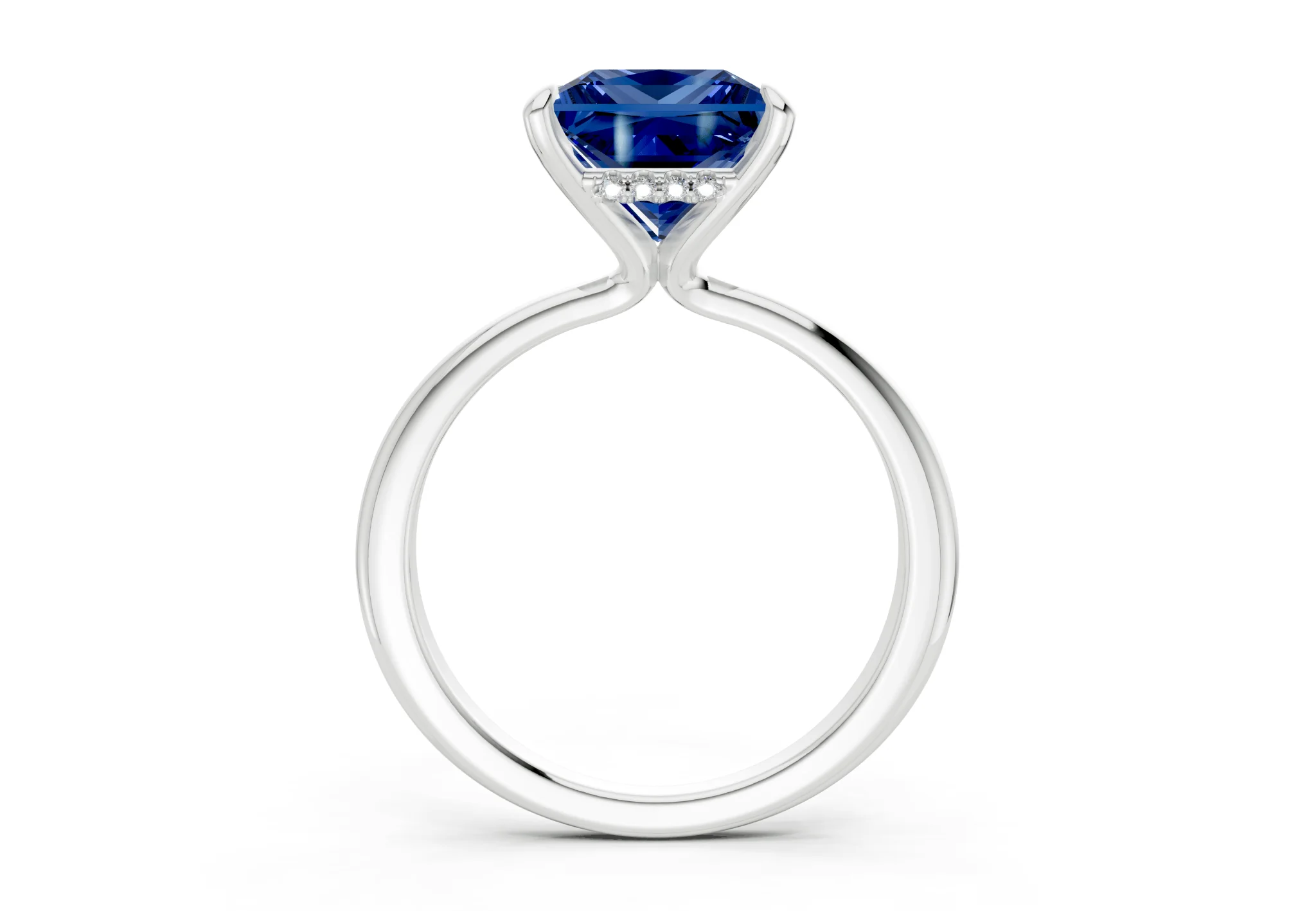 Marlowe Sapphire Gemstone Solitaire Princess Cut 1.6mm Engagement Ring - Image 8