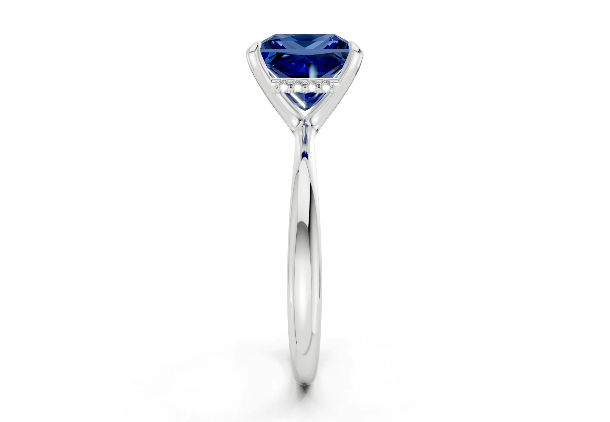 Marlowe Sapphire Gemstone Solitaire Princess Cut 1.6mm Engagement Ring - Image 9