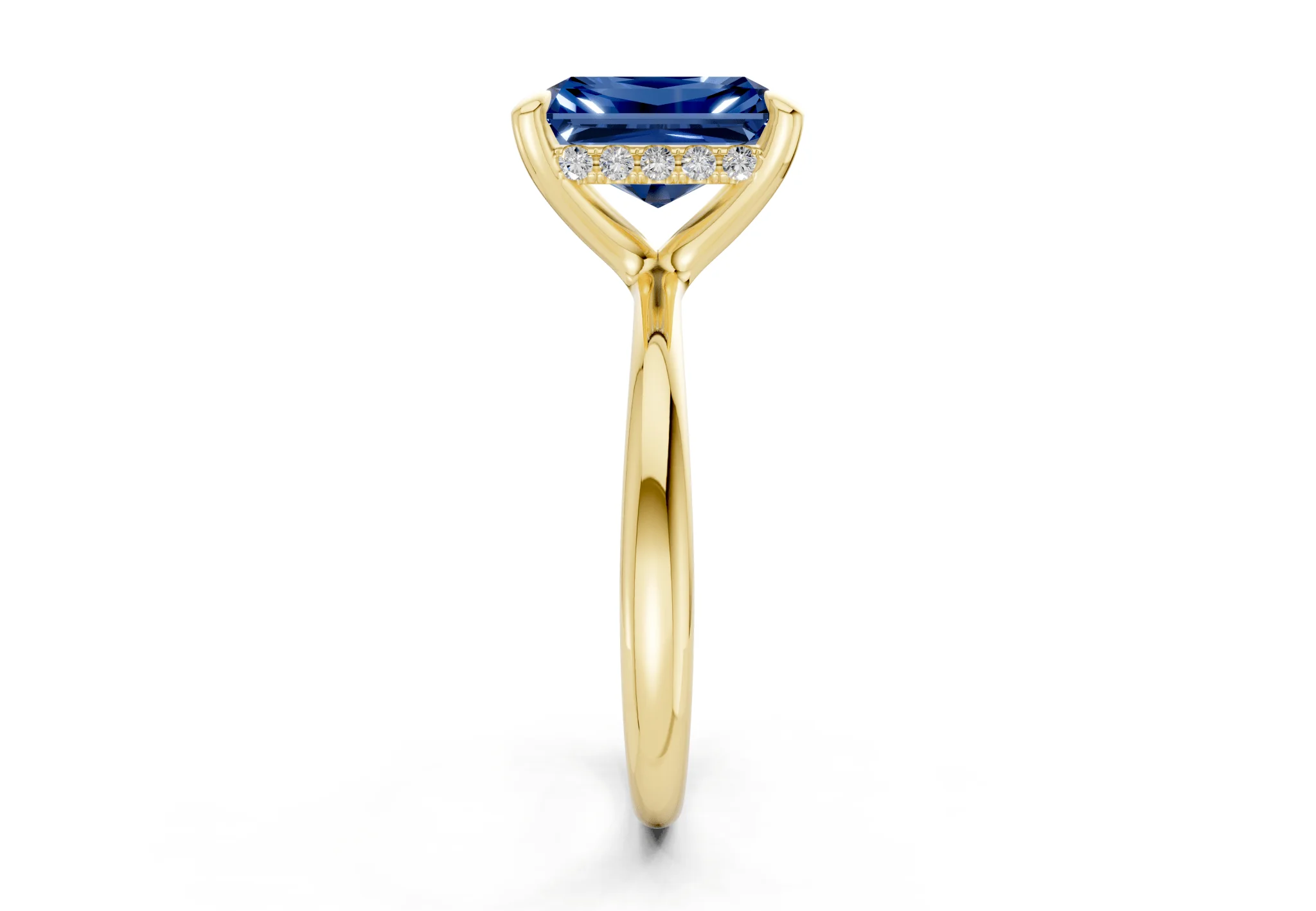 Marlowe Sapphire Gemstone Solitaire Radiant Cut 1.6mm Engagement Ring - Image 3