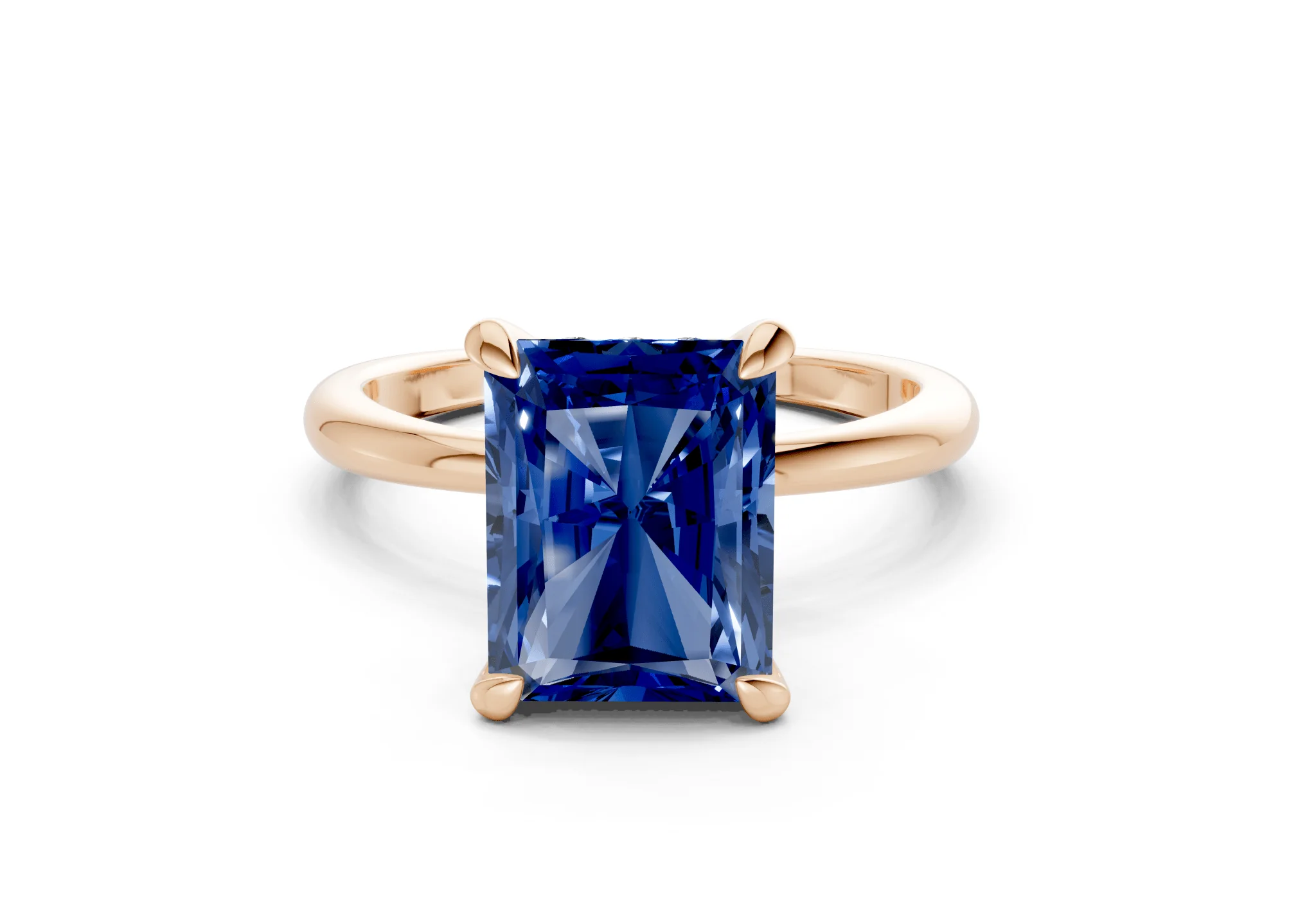 Marlowe Sapphire Gemstone Solitaire Radiant Cut 1.6mm Engagement Ring - Image 4