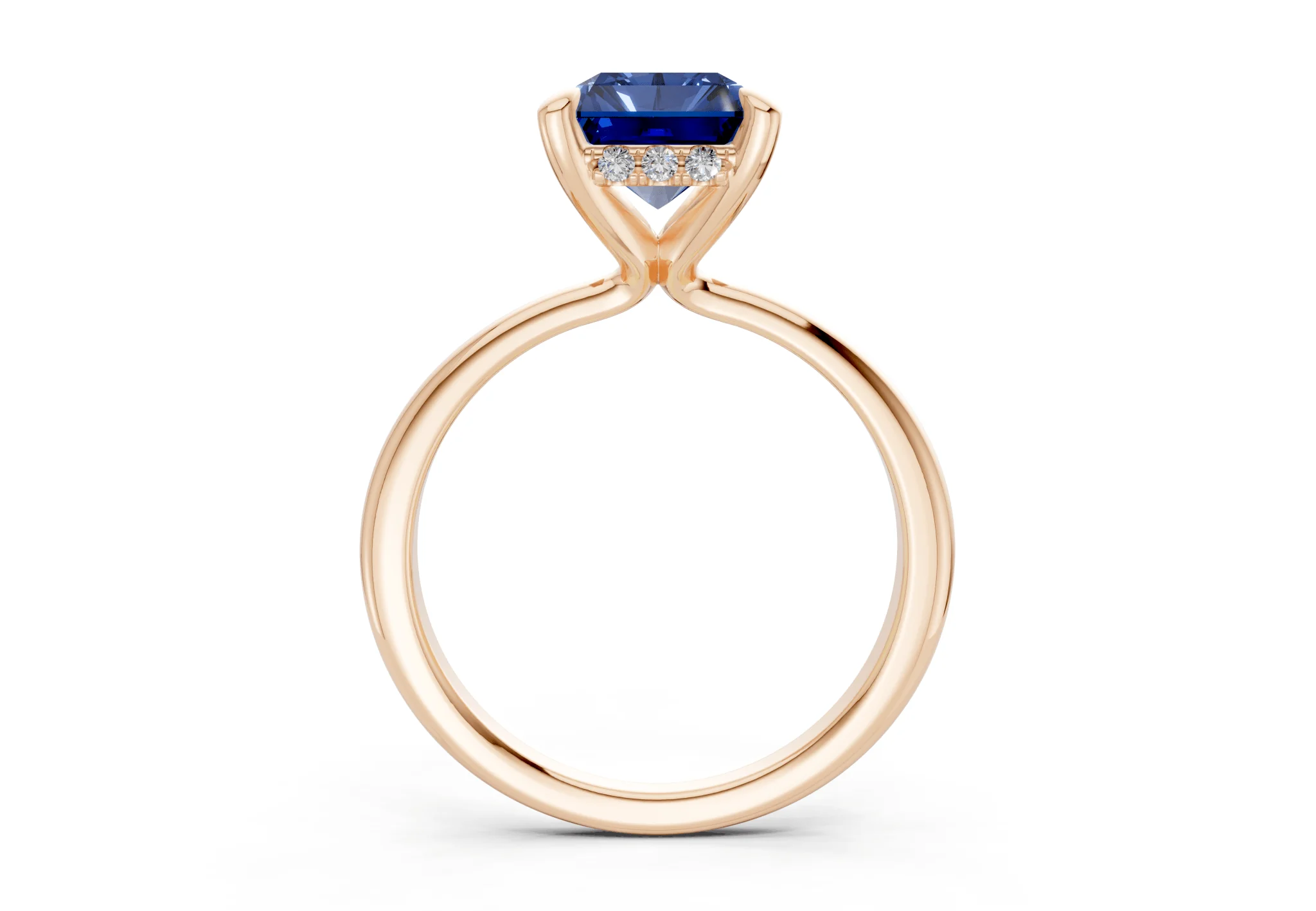 Marlowe Sapphire Gemstone Solitaire Radiant Cut 1.6mm Engagement Ring - Image 5