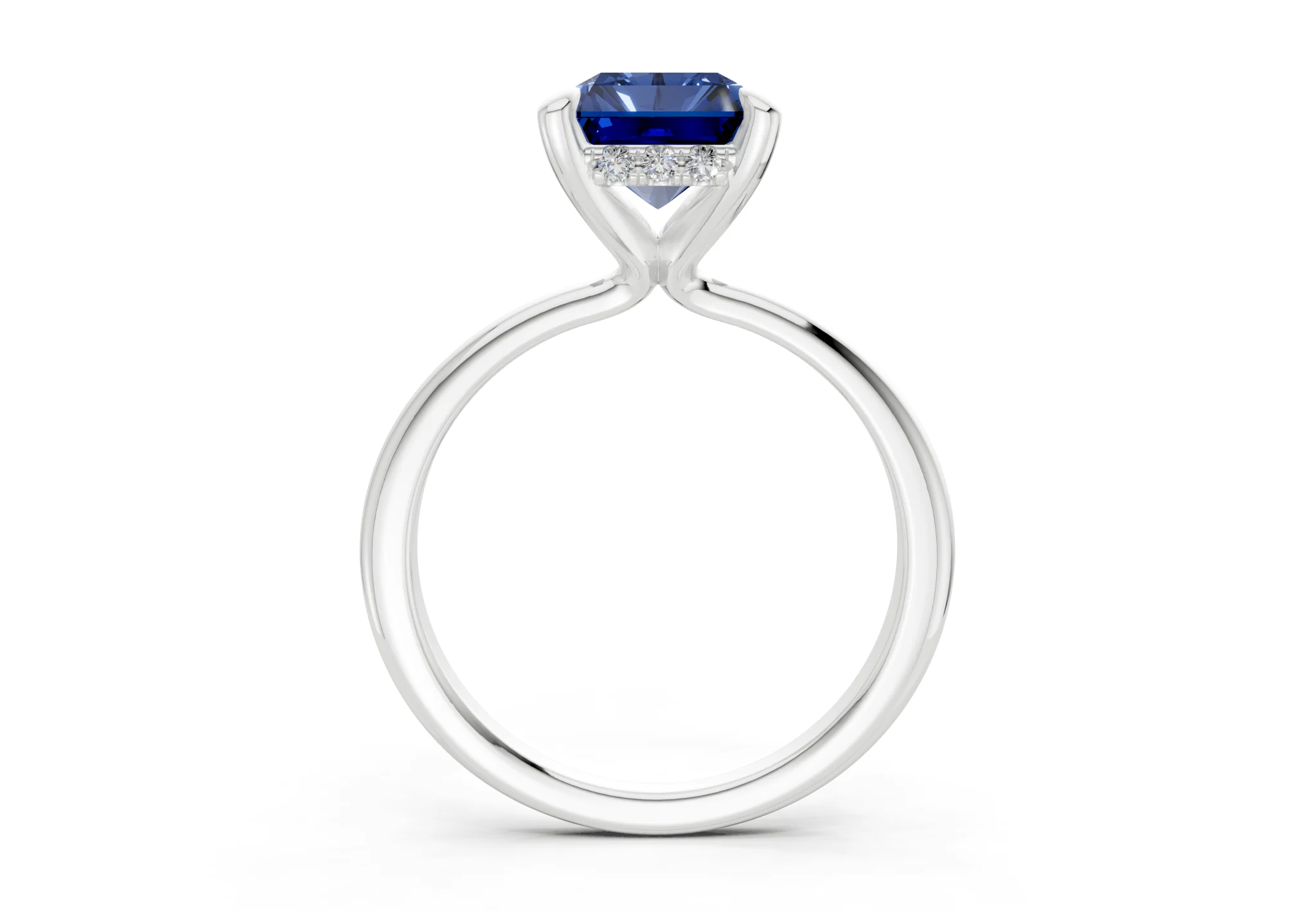 Marlowe Sapphire Gemstone Solitaire Radiant Cut 1.6mm Engagement Ring - Image 8
