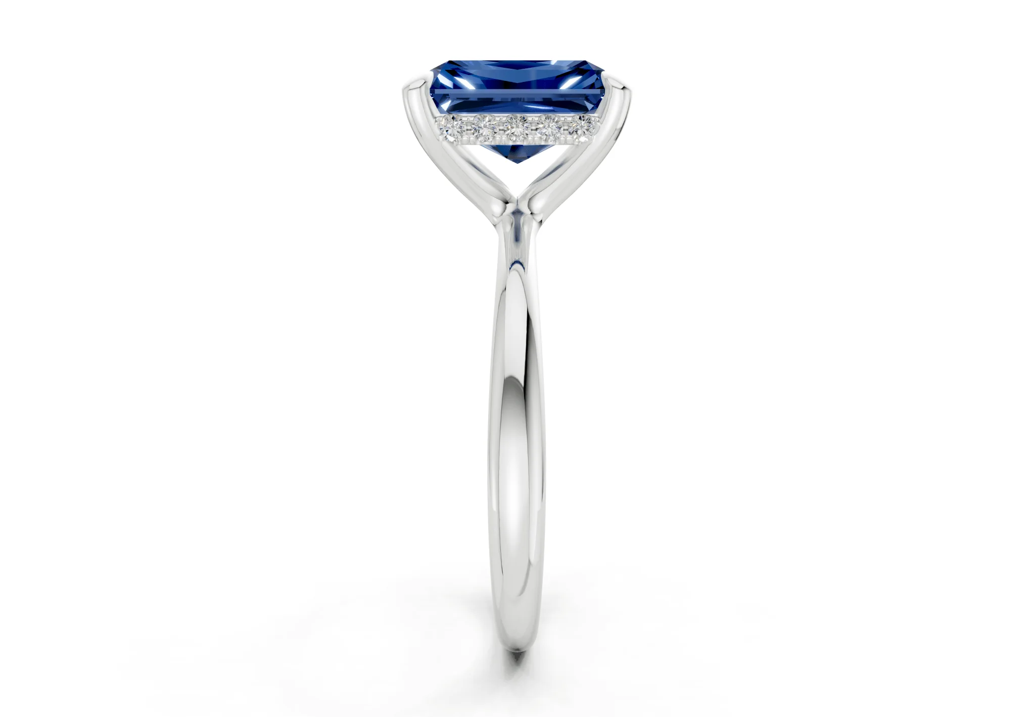 Marlowe Sapphire Gemstone Solitaire Radiant Cut 1.6mm Engagement Ring - Image 9