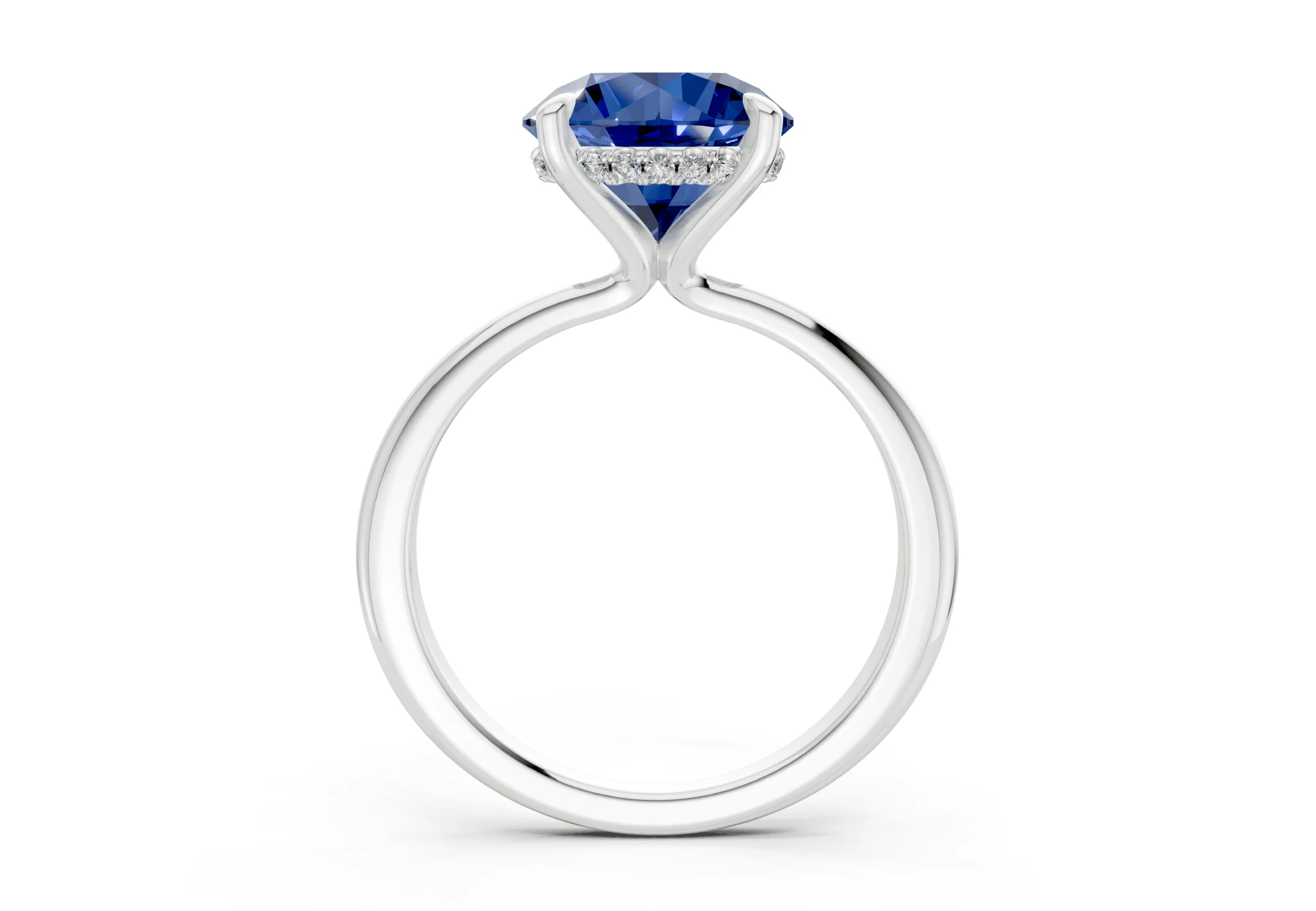 Marlowe Sapphire Gemstone Solitaire Round Cut 1.6mm Engagement Ring - Image 8