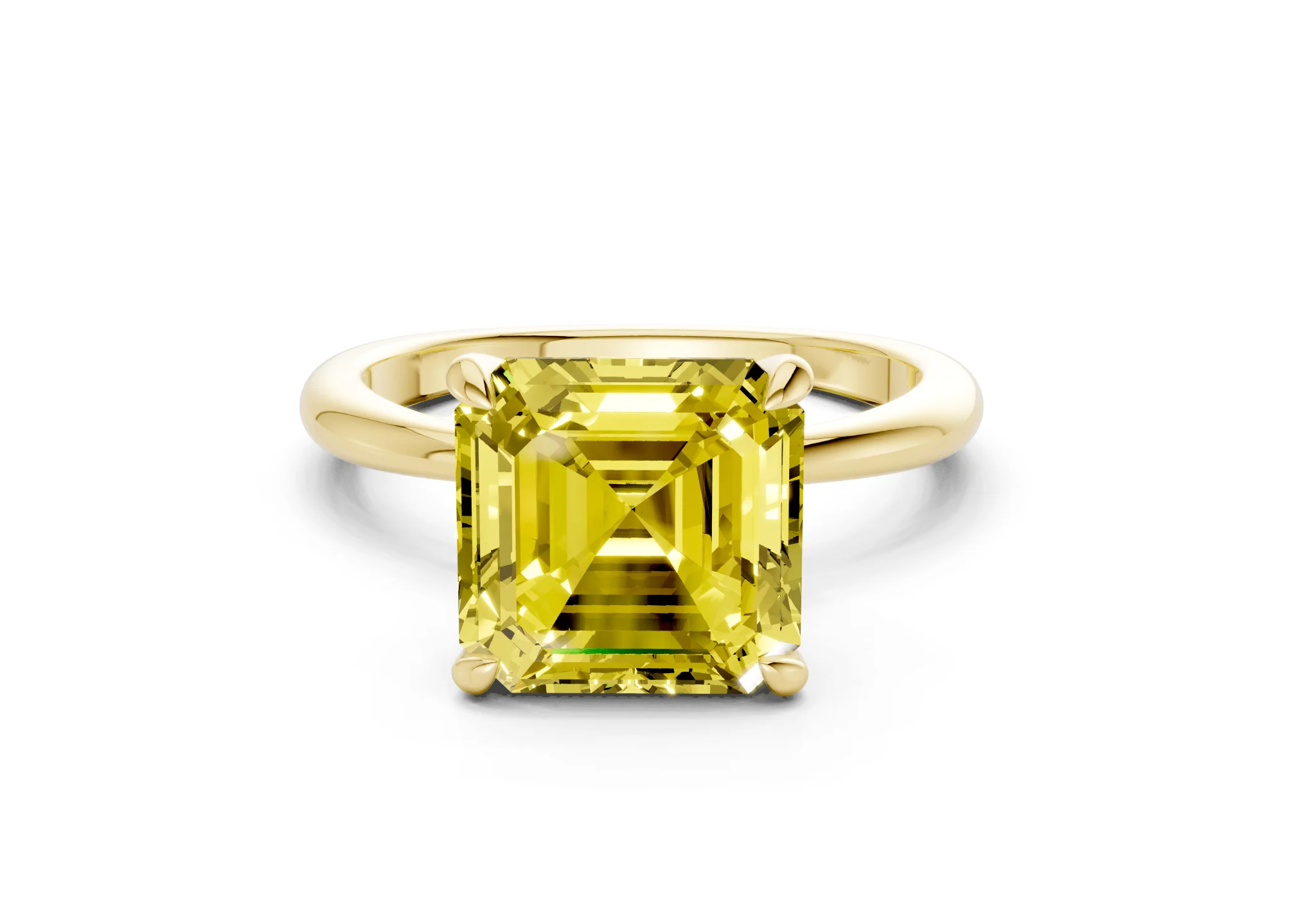Marlowe Yellow Diamond Solitaire Asscher Cut 1.6mm Engagement Ring