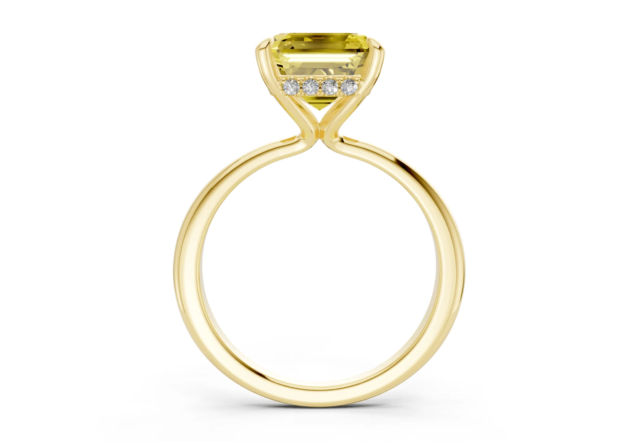 Marlowe Yellow Diamond Solitaire Asscher Cut 1.6mm Engagement Ring - Image 2