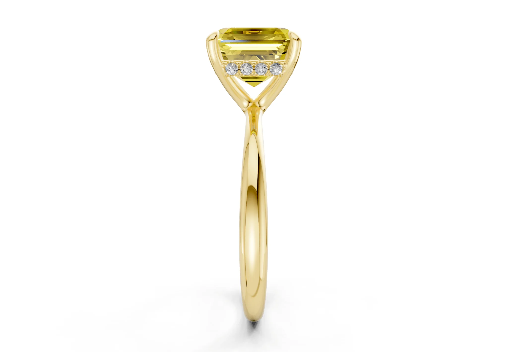 Marlowe Yellow Diamond Solitaire Asscher Cut 1.6mm Engagement Ring - Image 3
