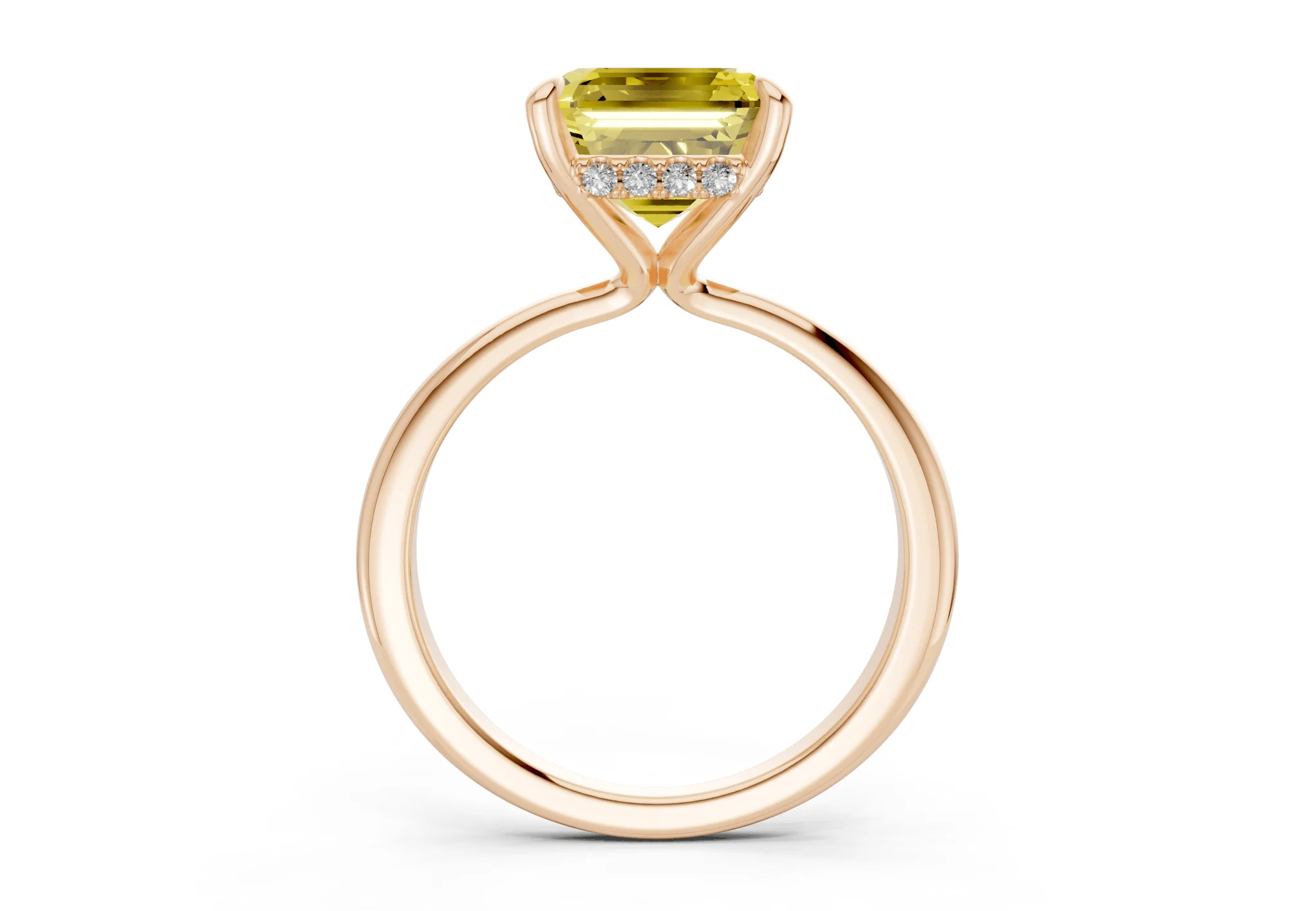Marlowe Yellow Diamond Solitaire Asscher Cut 1.6mm Engagement Ring - Image 5