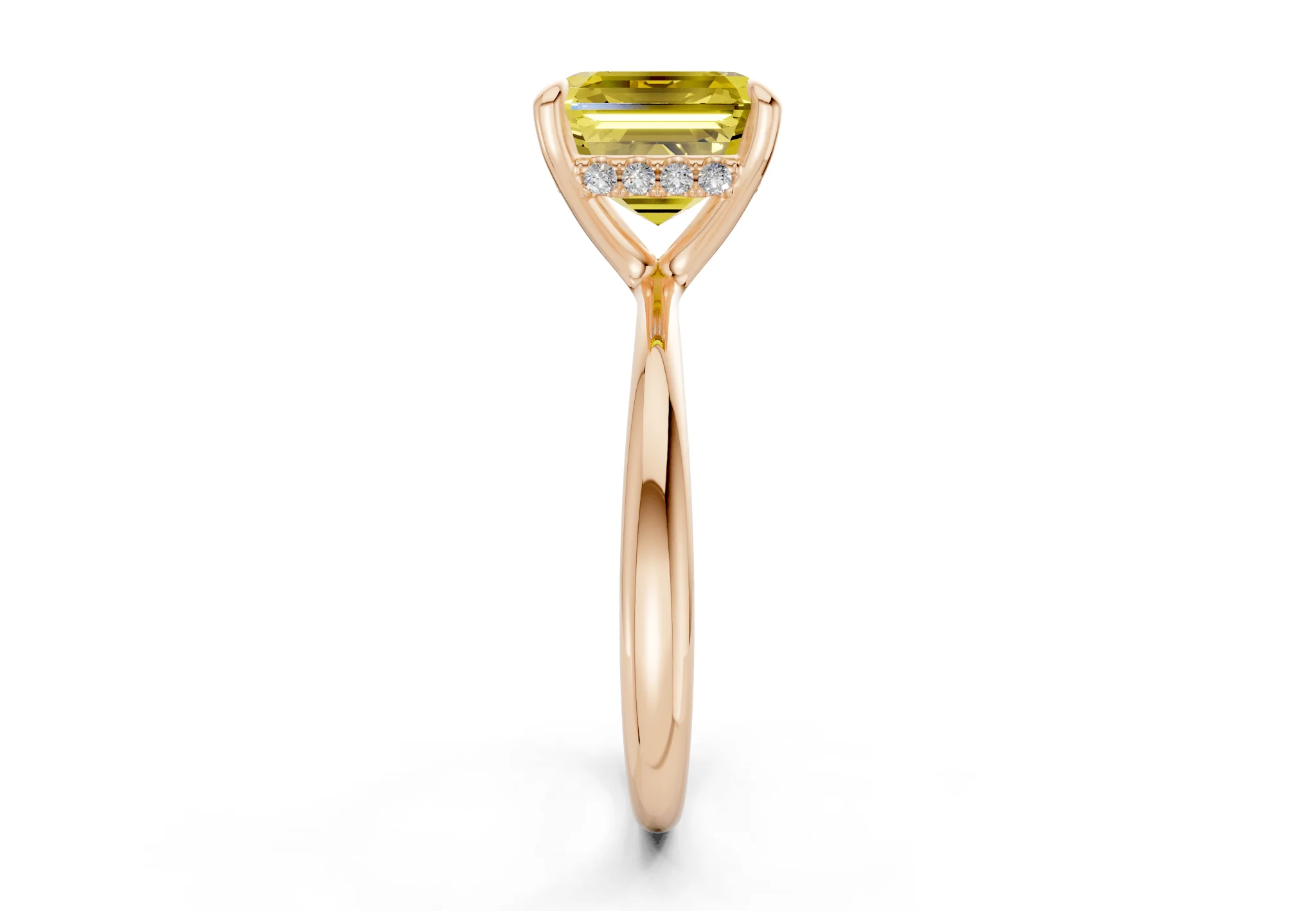 Marlowe Yellow Diamond Solitaire Asscher Cut 1.6mm Engagement Ring - Image 6