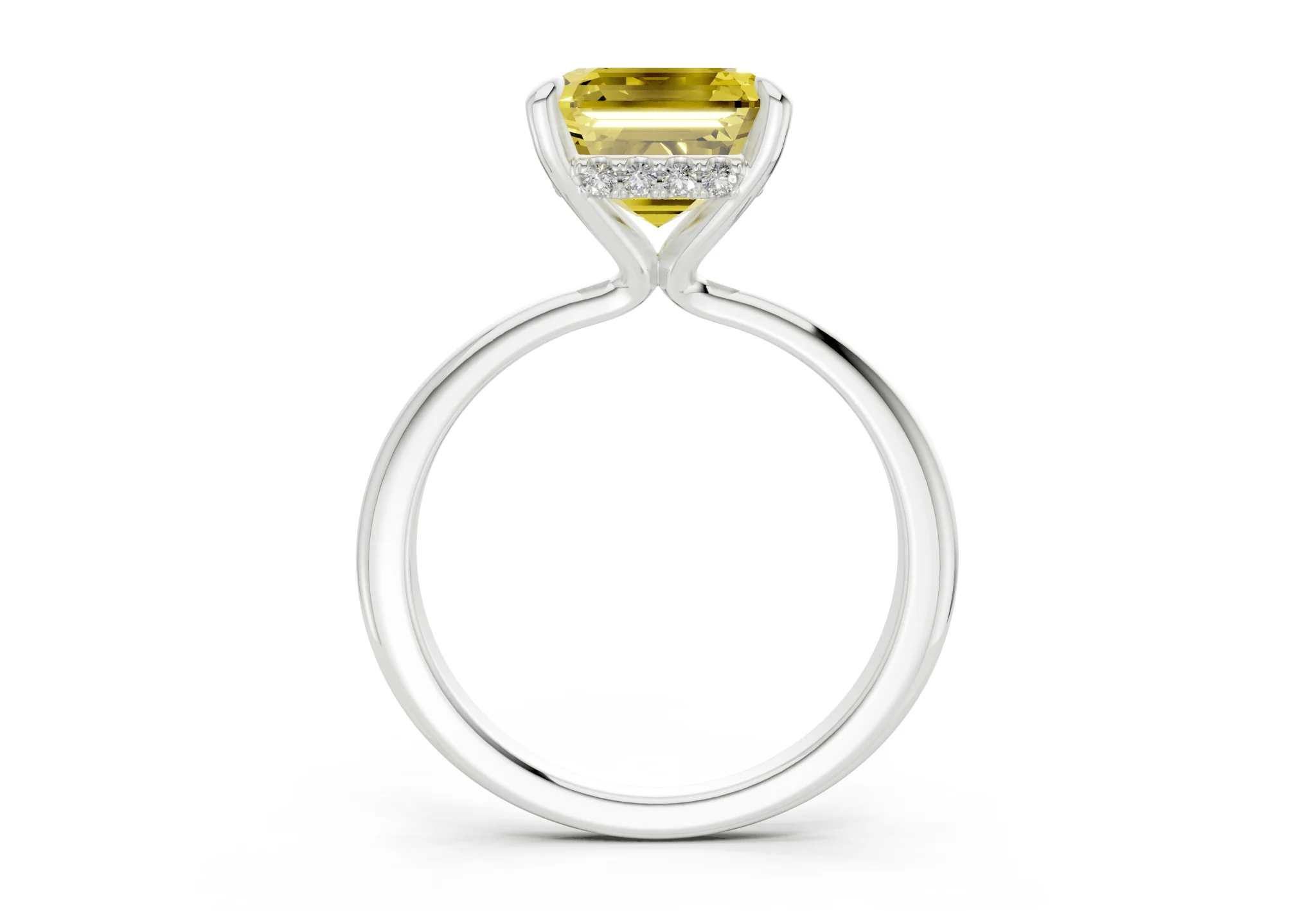Marlowe Yellow Diamond Solitaire Asscher Cut 1.6mm Engagement Ring - Image 8
