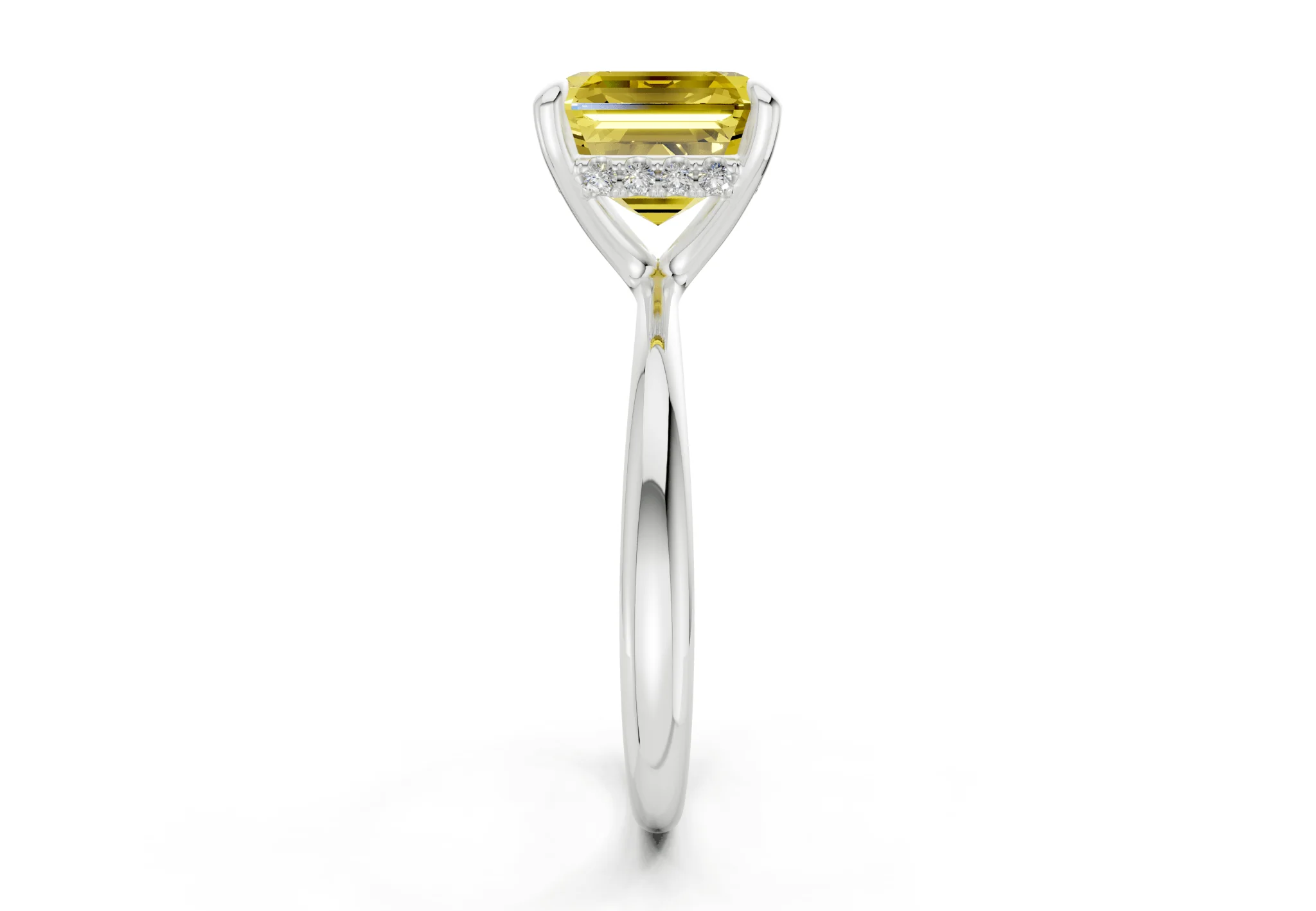 Marlowe Yellow Diamond Solitaire Asscher Cut 1.6mm Engagement Ring - Image 9