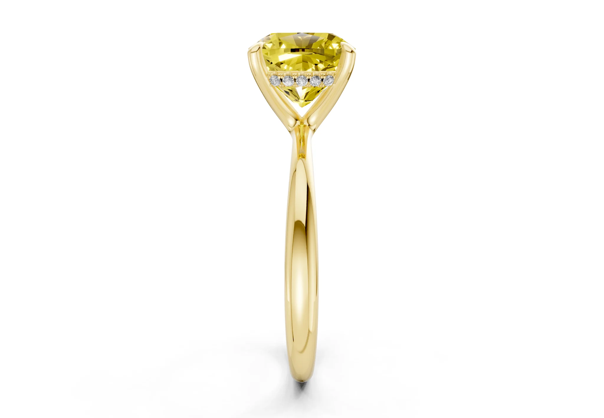 Marlowe Yellow Diamond Solitaire Cushion Squareuare Cut 1.6mm Engagement Ring - Image 3