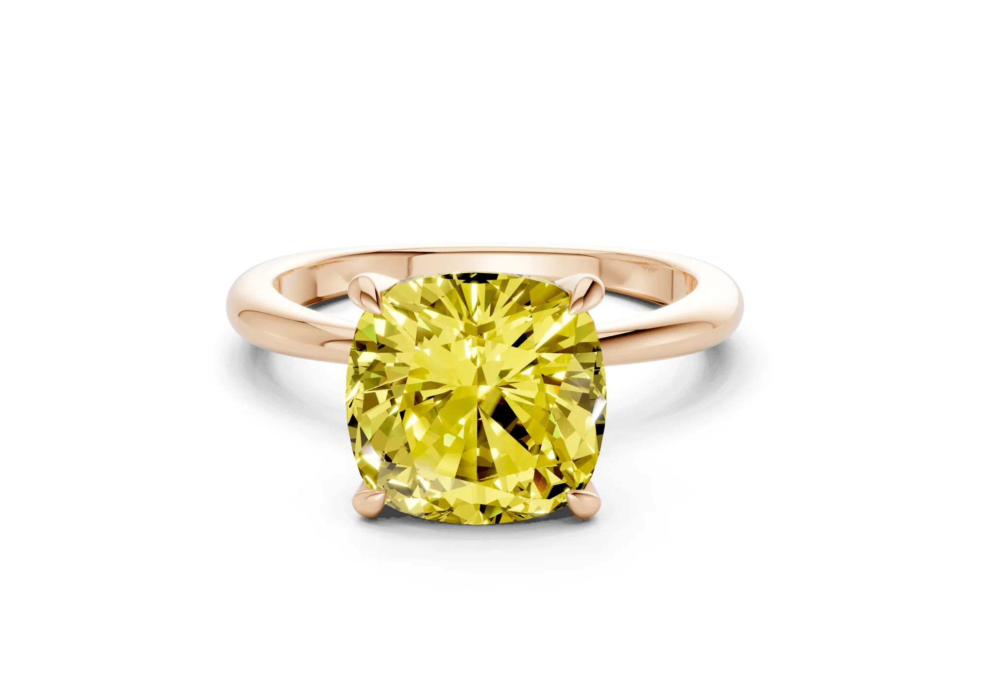 Marlowe Yellow Diamond Solitaire Cushion Squareuare Cut 1.6mm Engagement Ring - Image 4