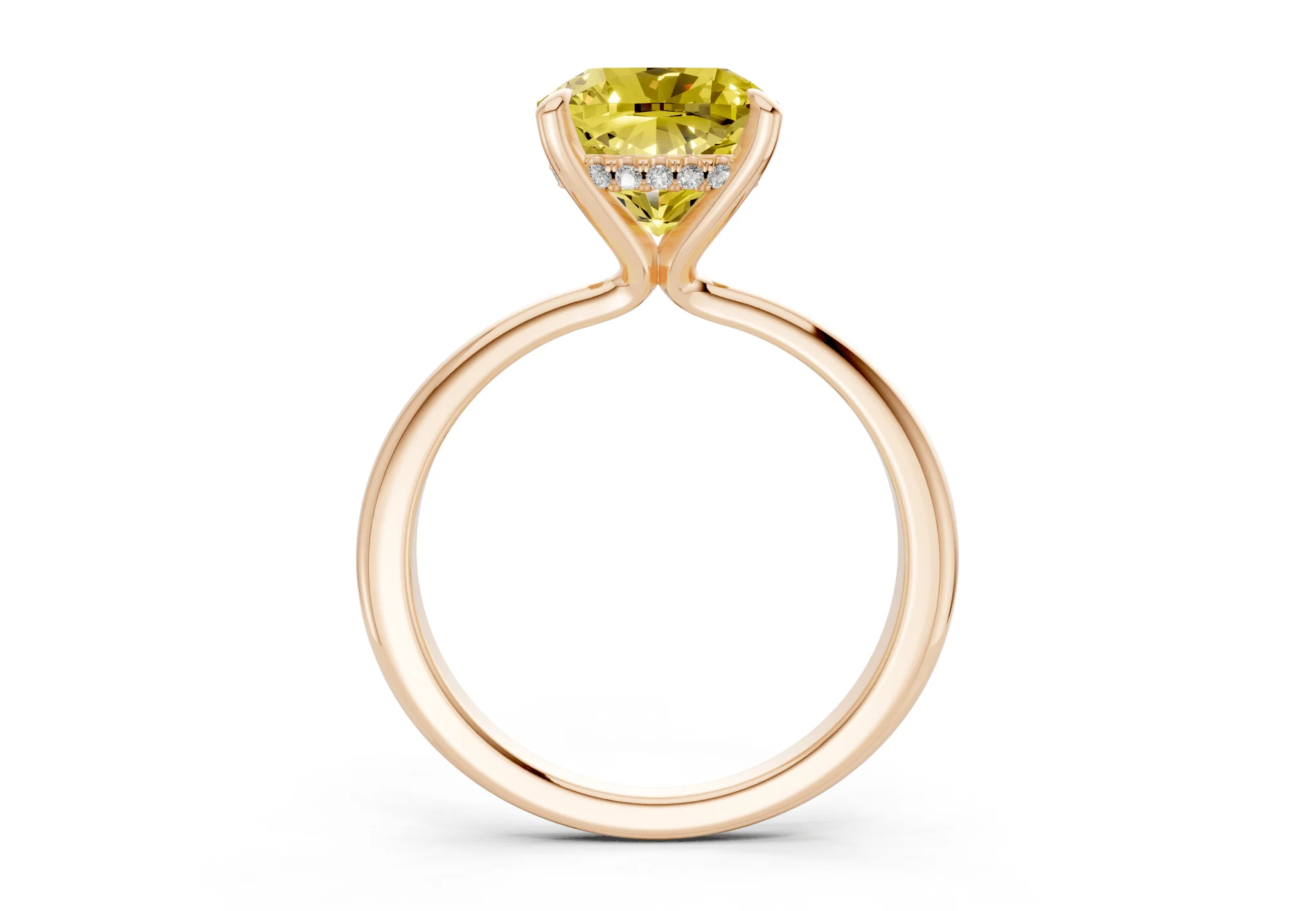 Marlowe Yellow Diamond Solitaire Cushion Squareuare Cut 1.6mm Engagement Ring - Image 5