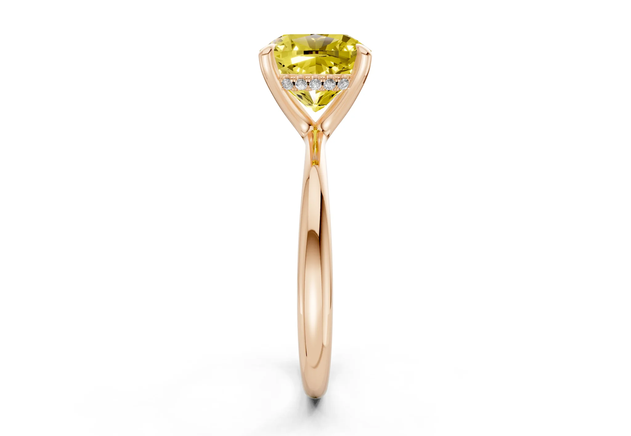 Marlowe Yellow Diamond Solitaire Cushion Squareuare Cut 1.6mm Engagement Ring - Image 6
