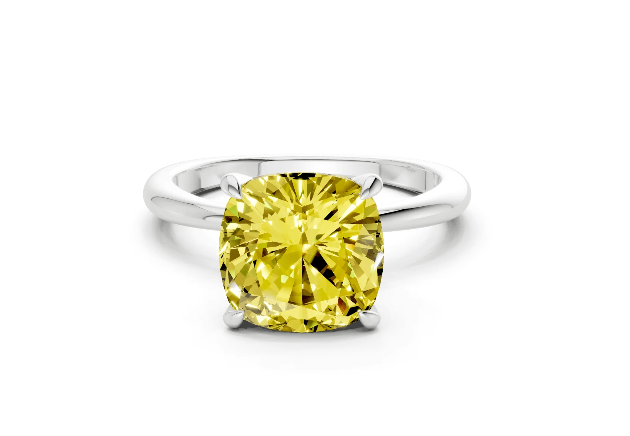 Marlowe Yellow Diamond Solitaire Cushion Squareuare Cut 1.6mm Engagement Ring - Image 7