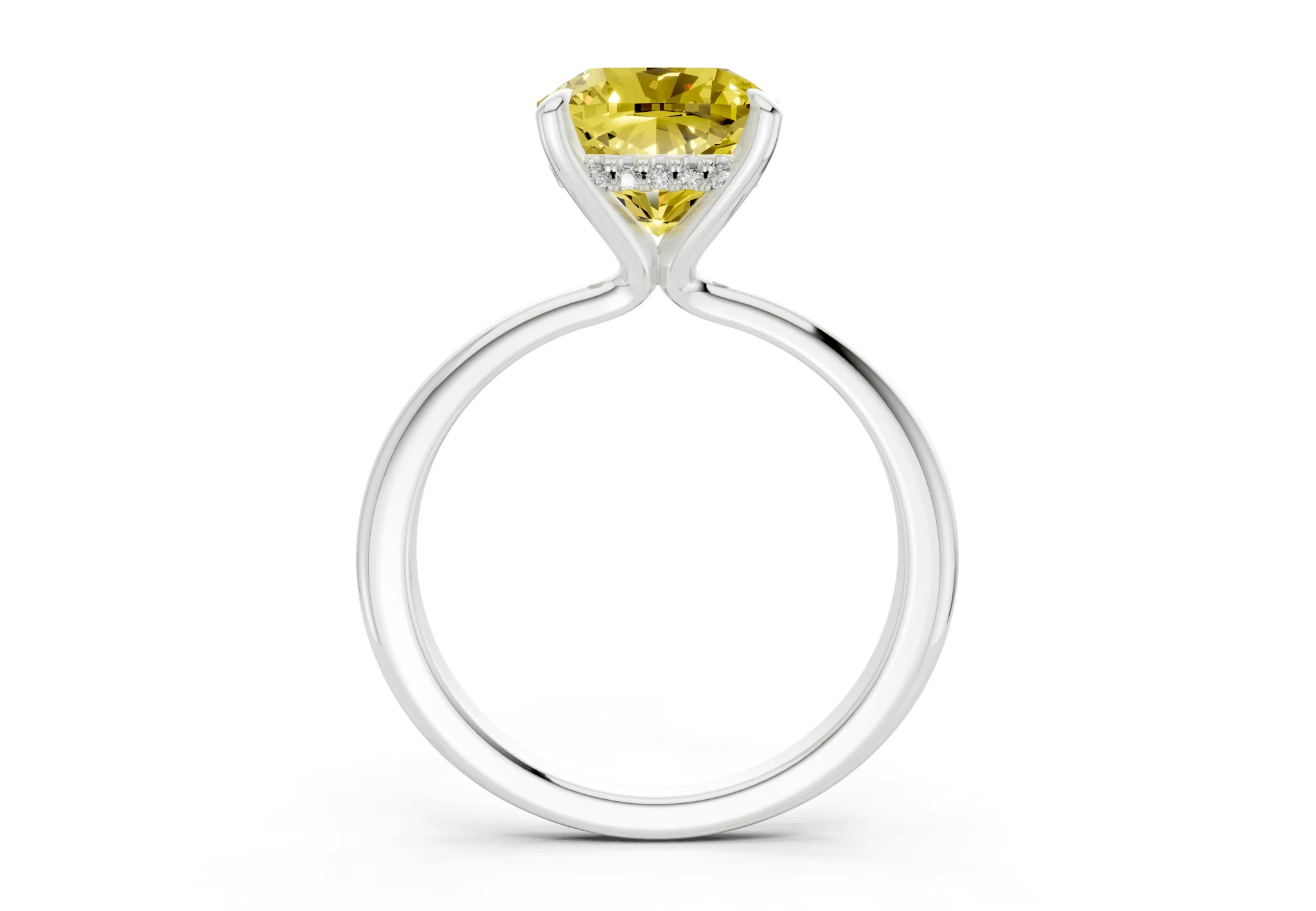 Marlowe Yellow Diamond Solitaire Cushion Squareuare Cut 1.6mm Engagement Ring - Image 8