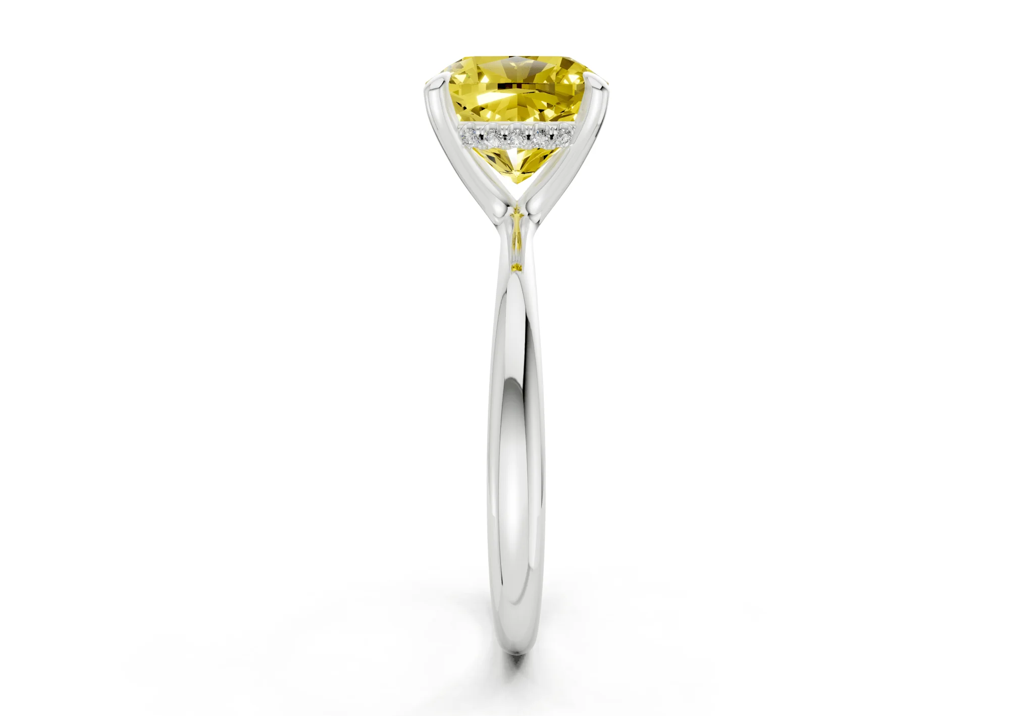 Marlowe Yellow Diamond Solitaire Cushion Squareuare Cut 1.6mm Engagement Ring - Image 9