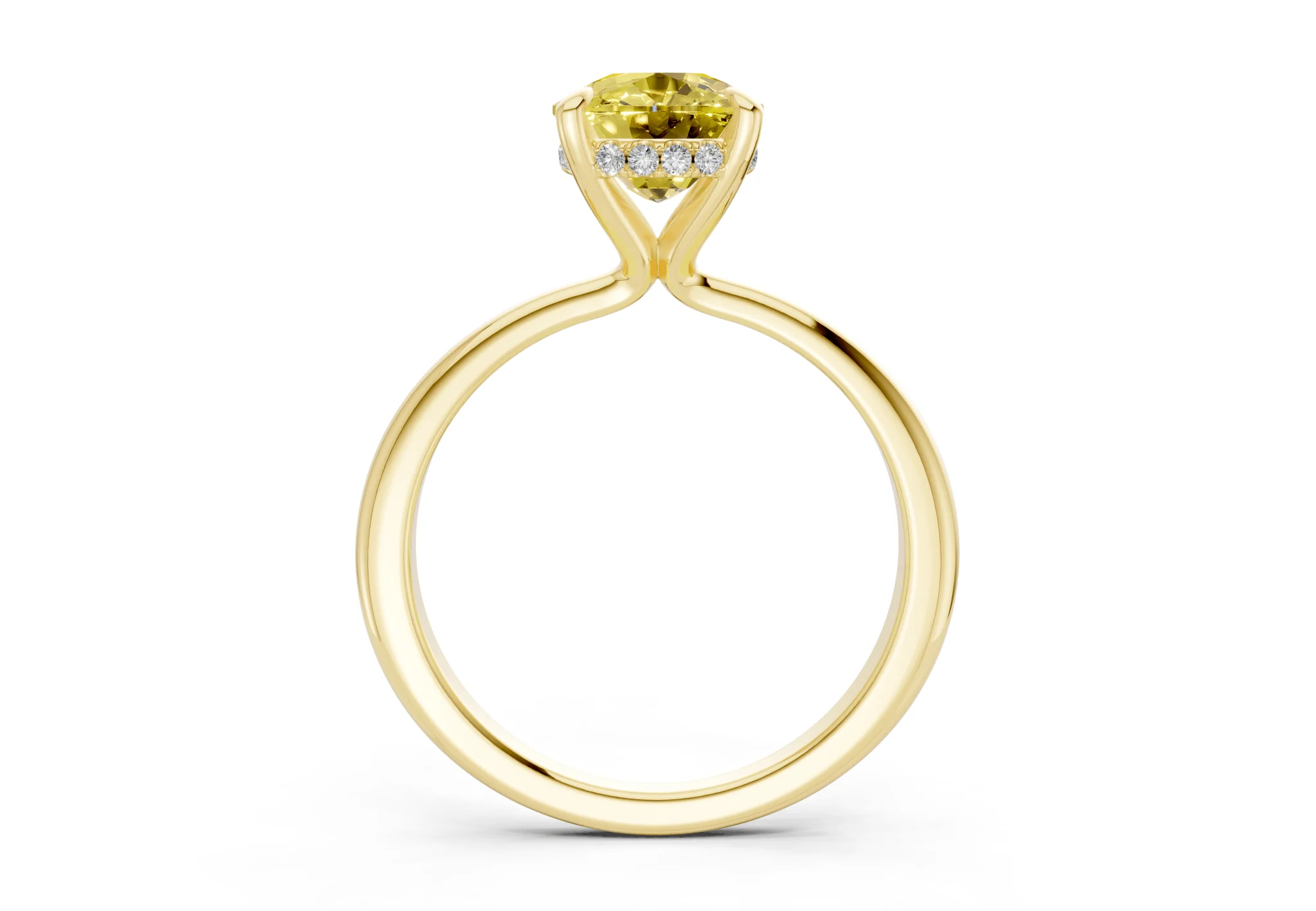 Marlowe Yellow Diamond Solitaire Elongated Cushion Cut 1.6mm Engagement Ring - Image 2