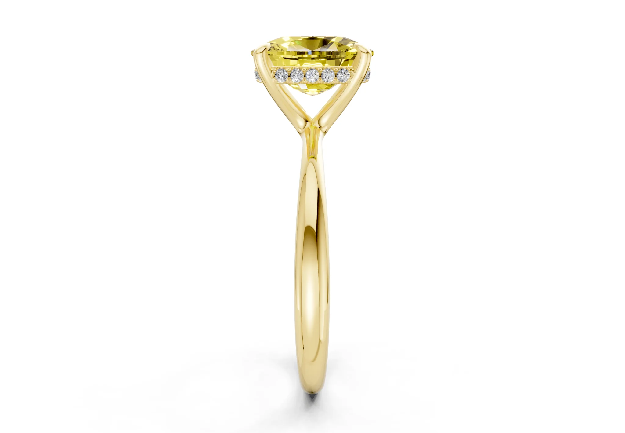 Marlowe Yellow Diamond Solitaire Elongated Cushion Cut 1.6mm Engagement Ring - Image 3