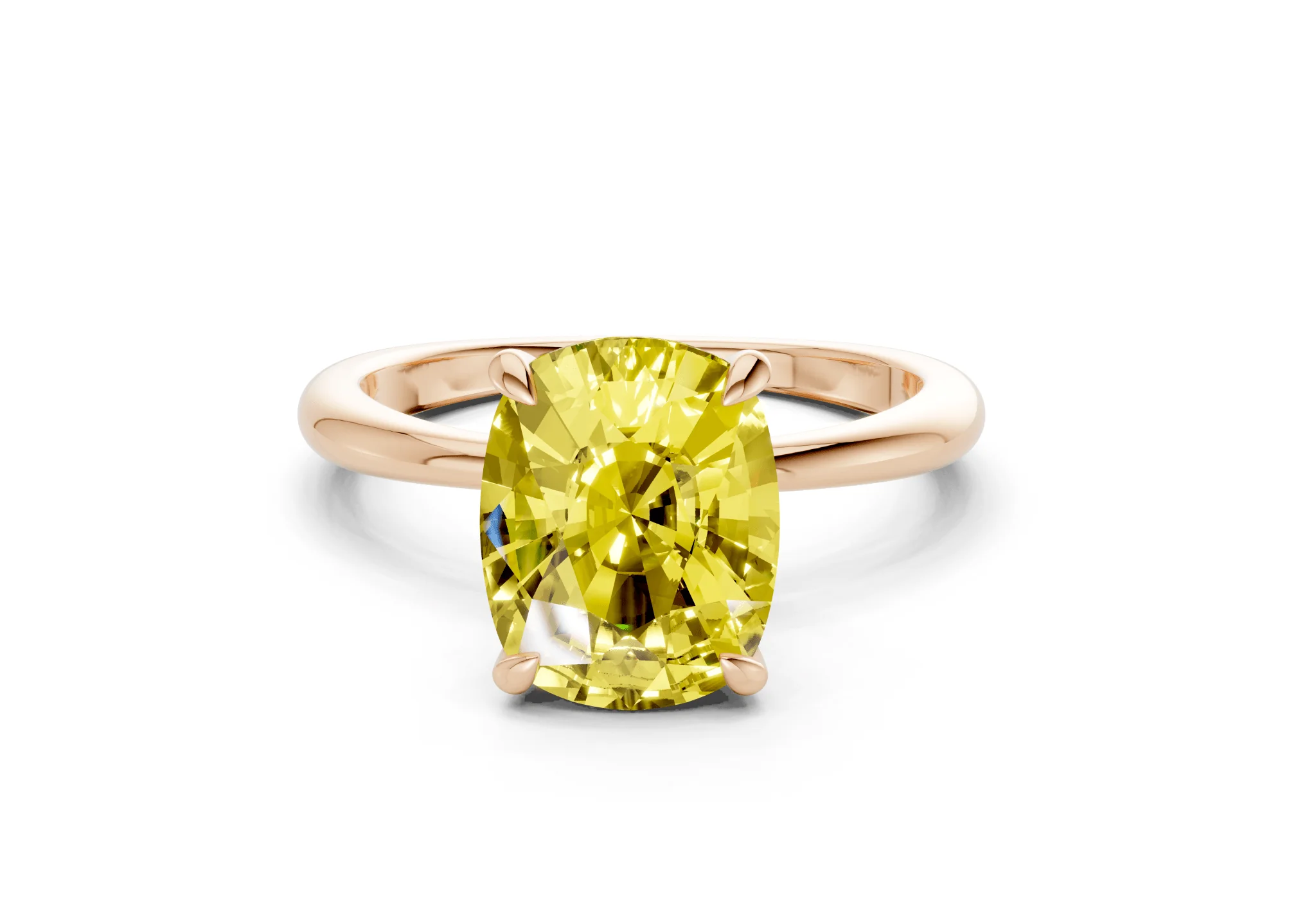 Marlowe Yellow Diamond Solitaire Elongated Cushion Cut 1.6mm Engagement Ring - Image 4