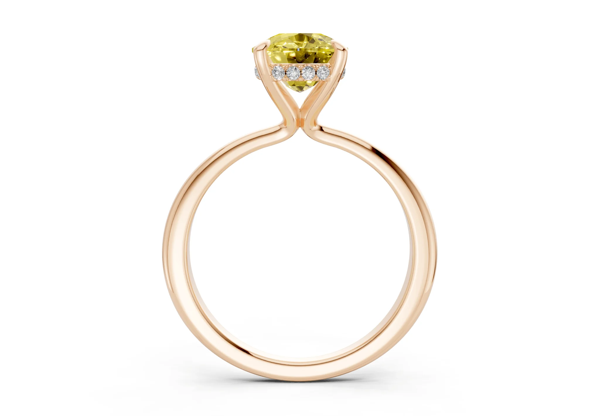 Marlowe Yellow Diamond Solitaire Elongated Cushion Cut 1.6mm Engagement Ring - Image 5