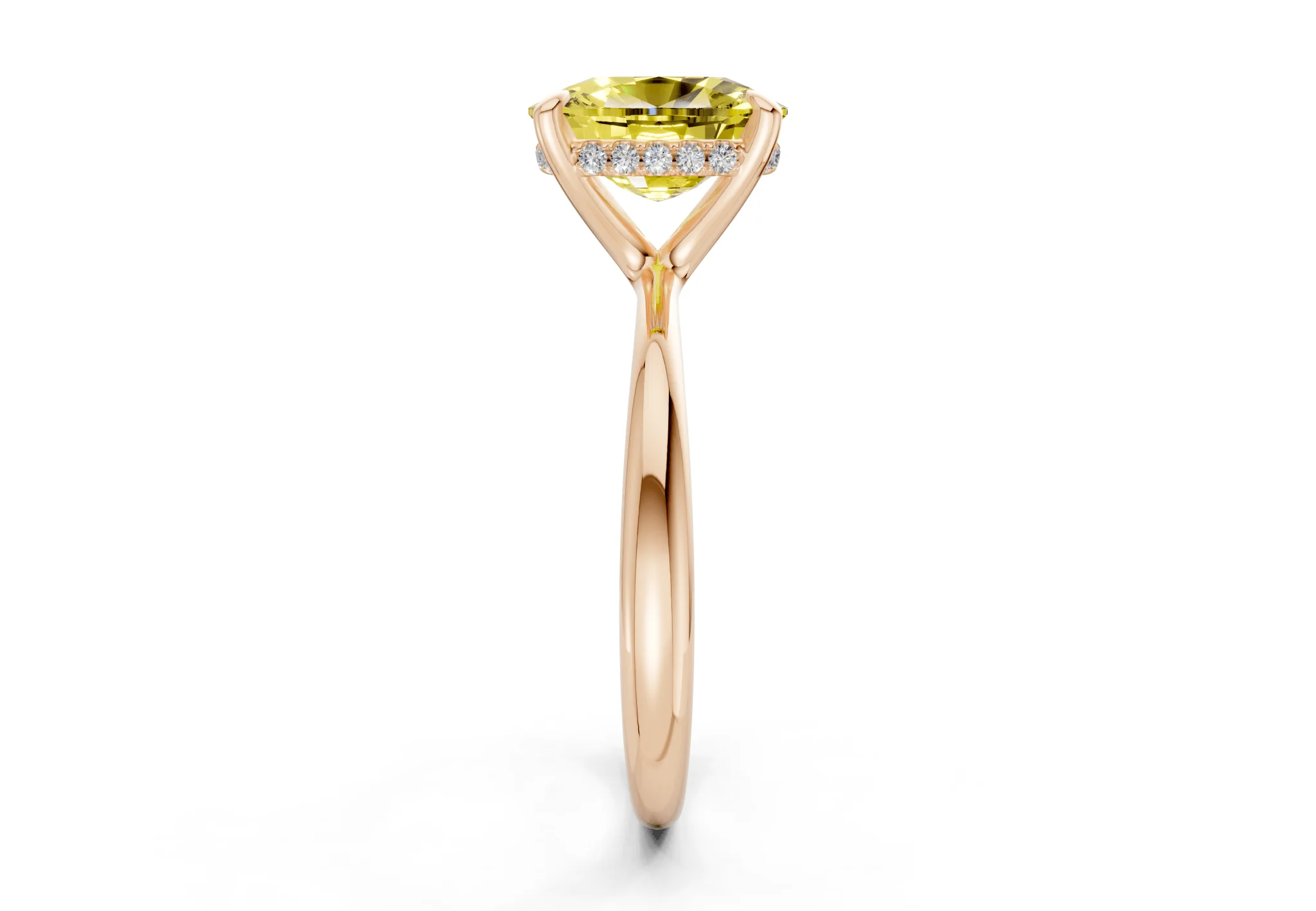 Marlowe Yellow Diamond Solitaire Elongated Cushion Cut 1.6mm Engagement Ring - Image 6