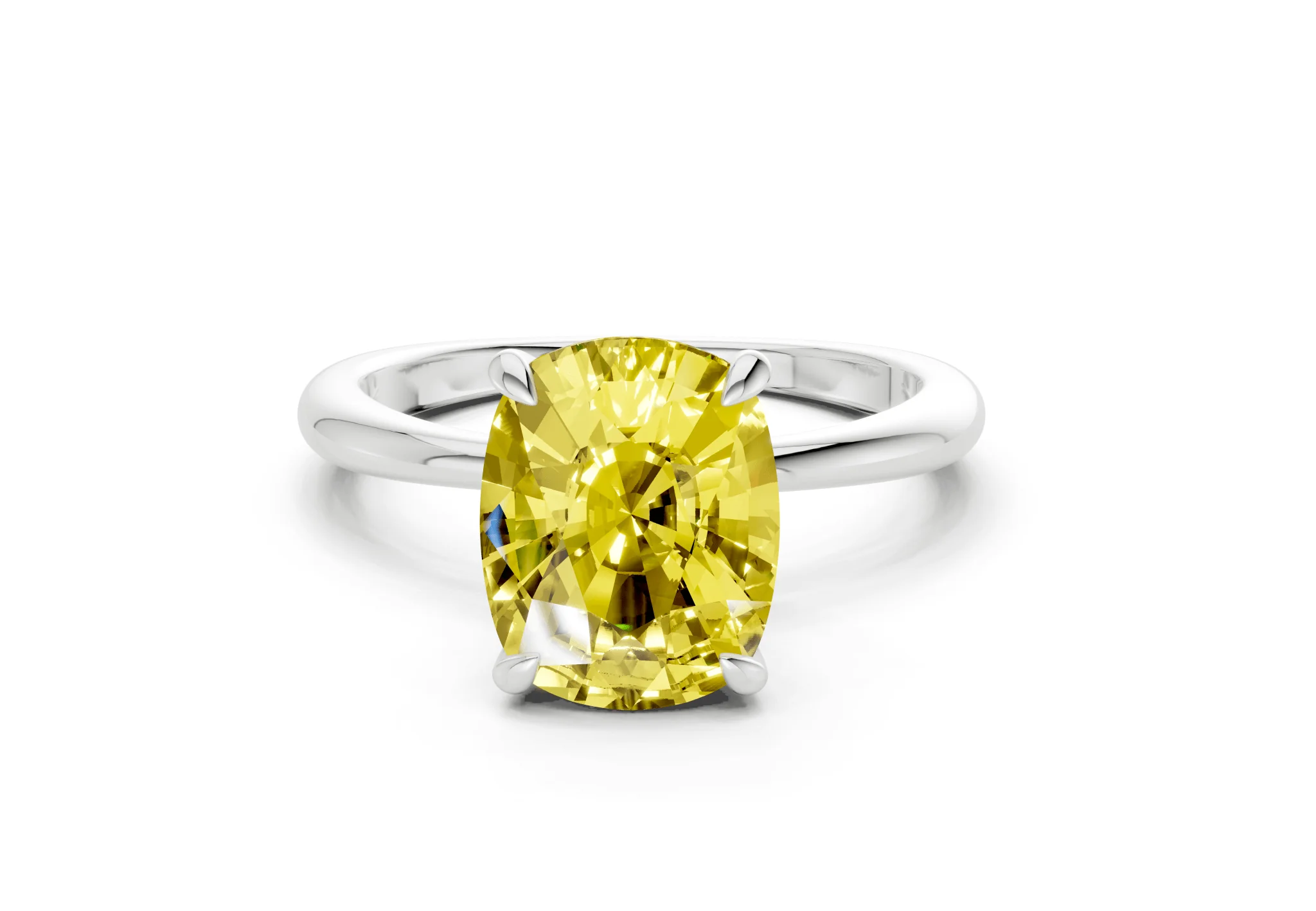 Marlowe Yellow Diamond Solitaire Elongated Cushion Cut 1.6mm Engagement Ring - Image 7