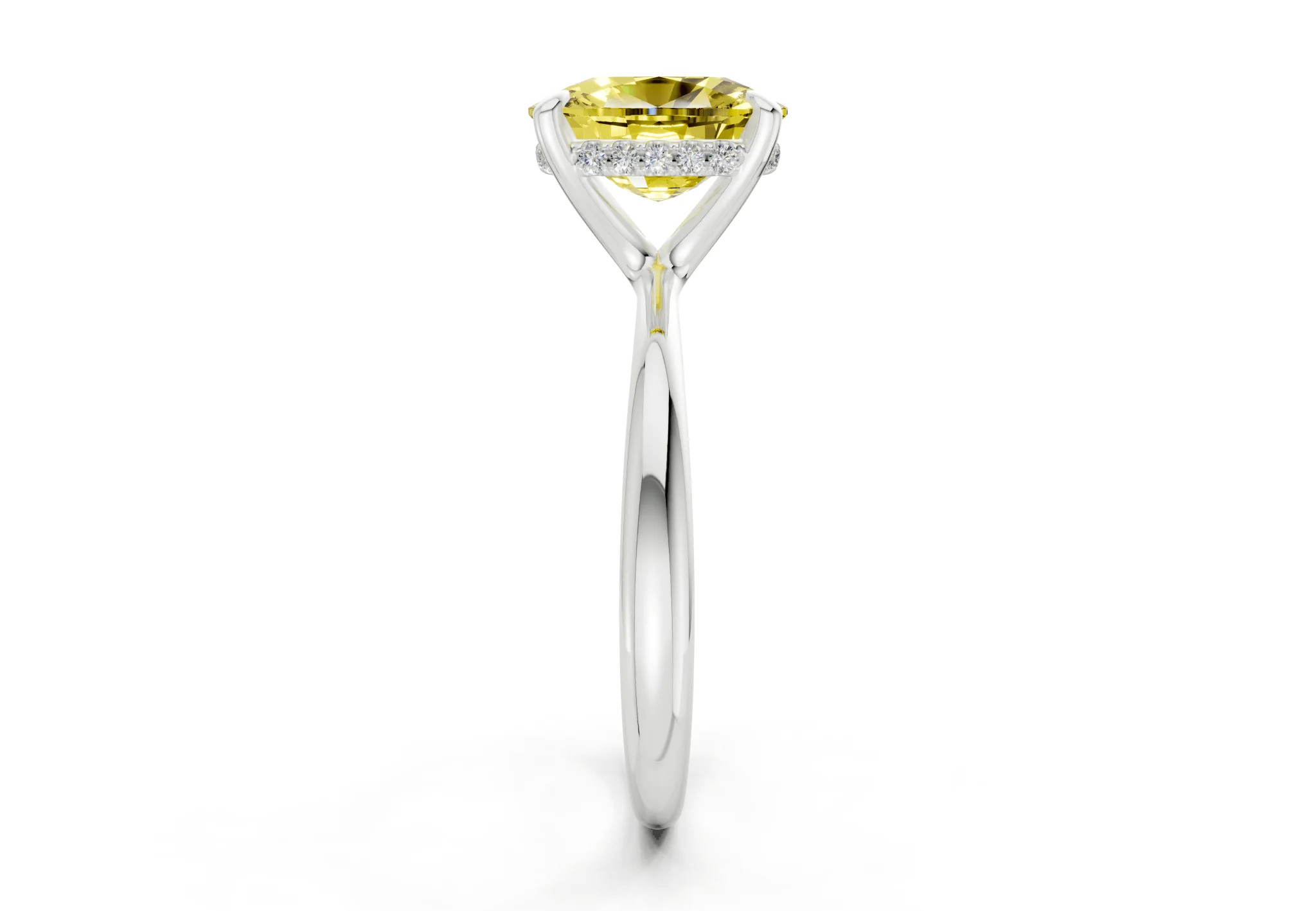 Marlowe Yellow Diamond Solitaire Elongated Cushion Cut 1.6mm Engagement Ring - Image 9