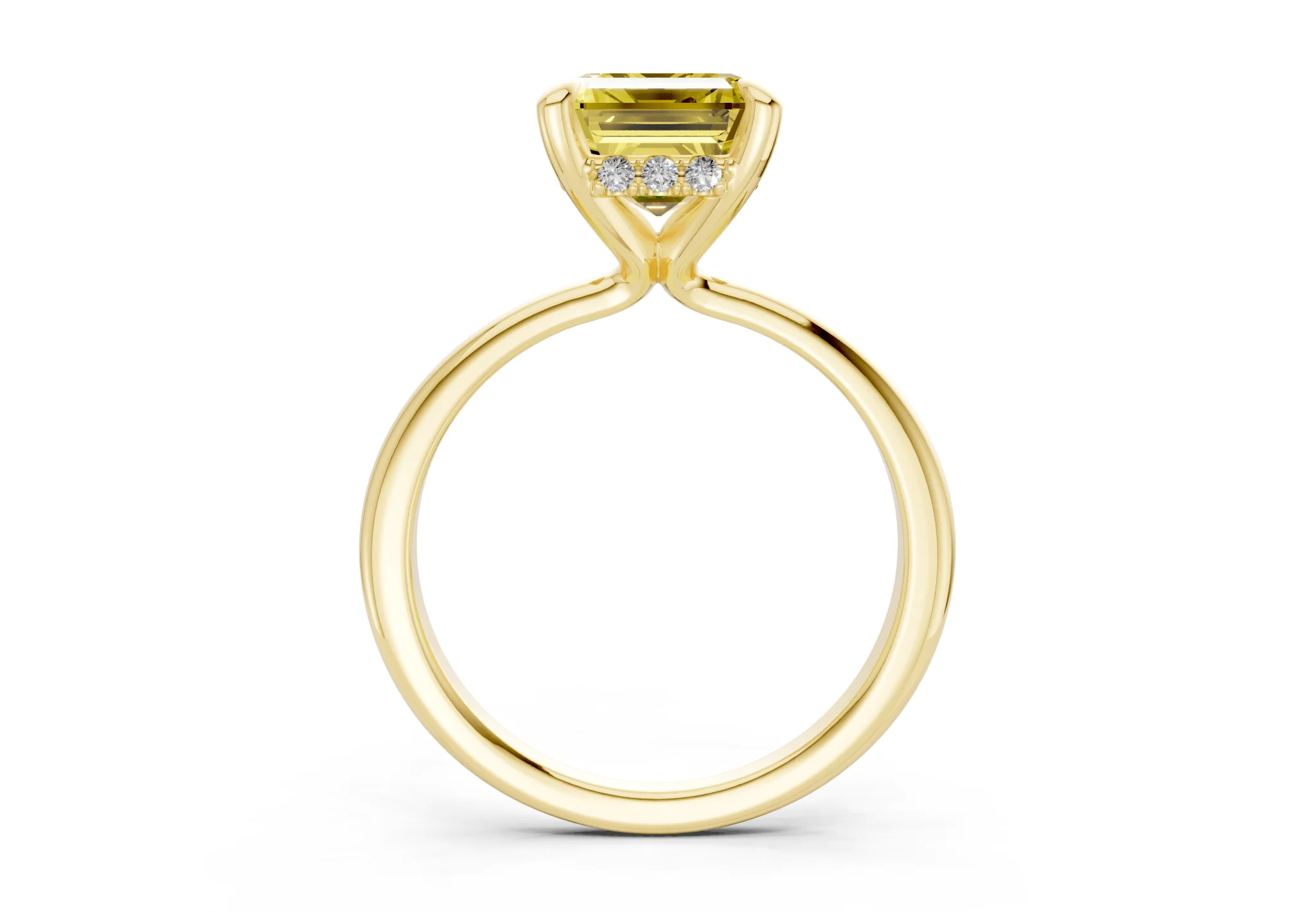 Marlowe Yellow Diamond Solitaire Emerald Cut 1.6mm Engagement Ring - Image 2