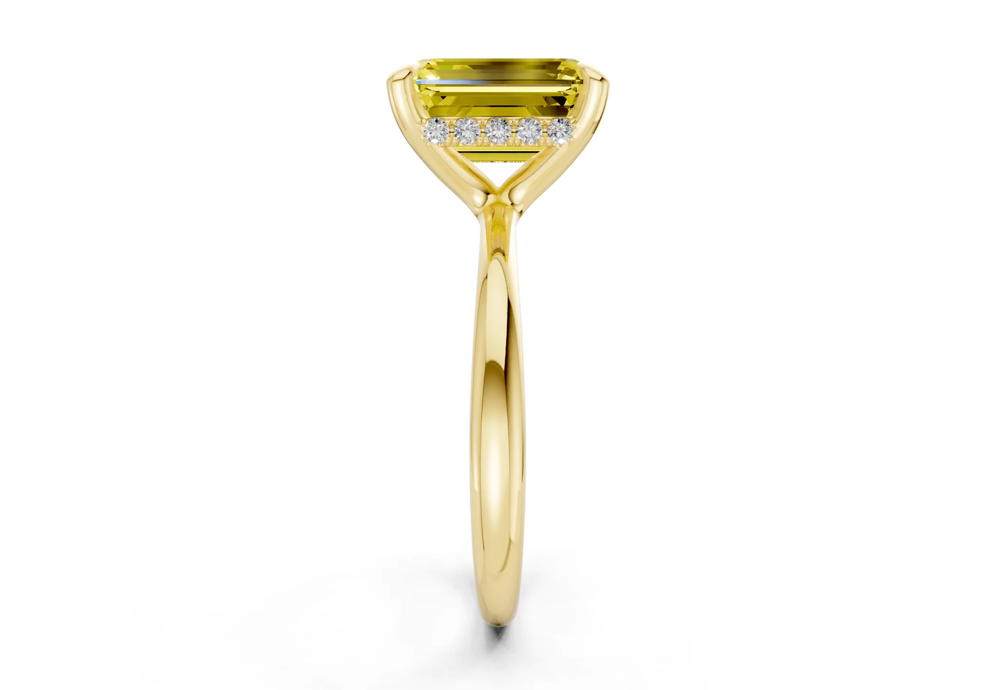 Marlowe Yellow Diamond Solitaire Emerald Cut 1.6mm Engagement Ring - Image 3