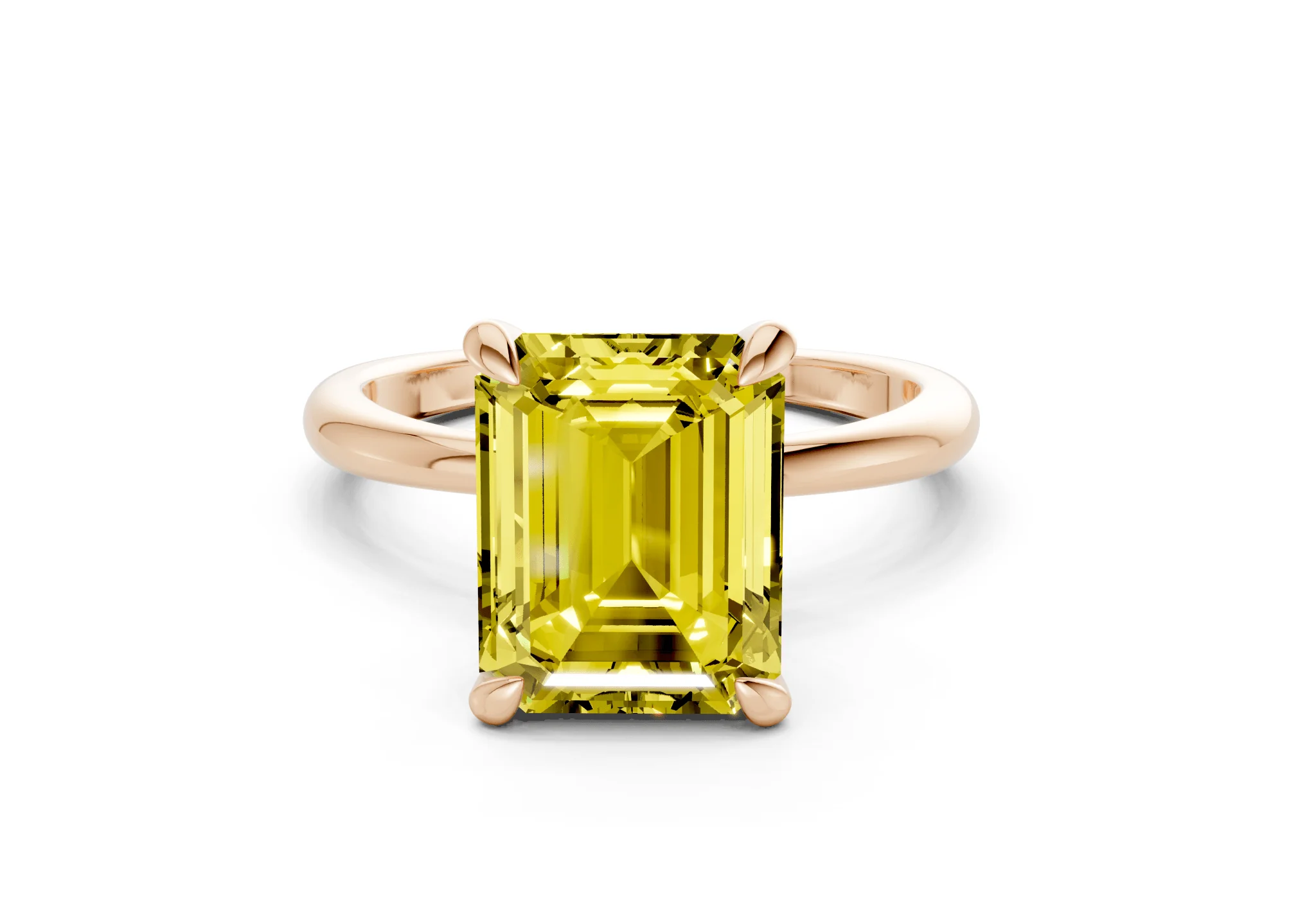 Marlowe Yellow Diamond Solitaire Emerald Cut 1.6mm Engagement Ring - Image 4