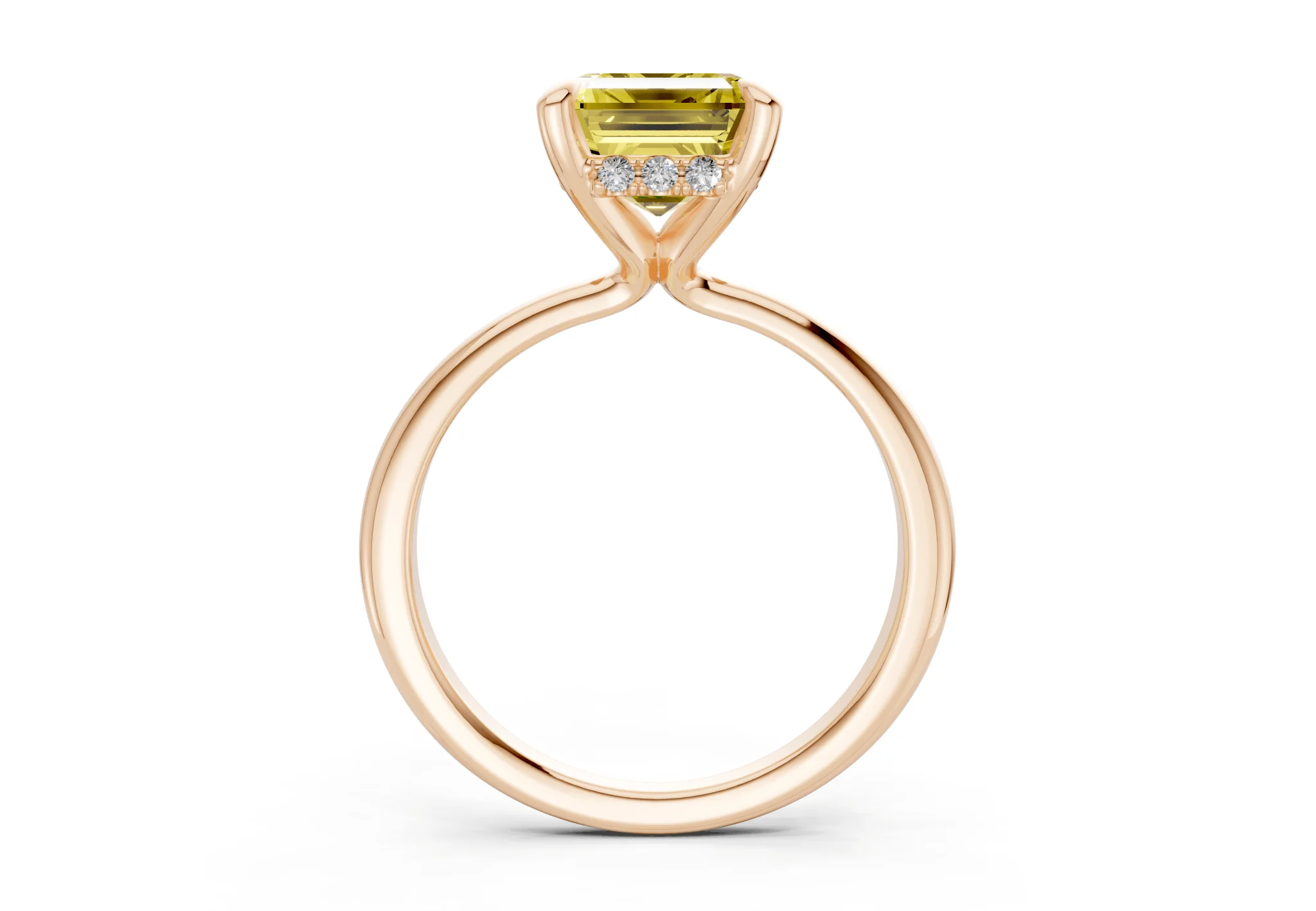 Marlowe Yellow Diamond Solitaire Emerald Cut 1.6mm Engagement Ring - Image 5