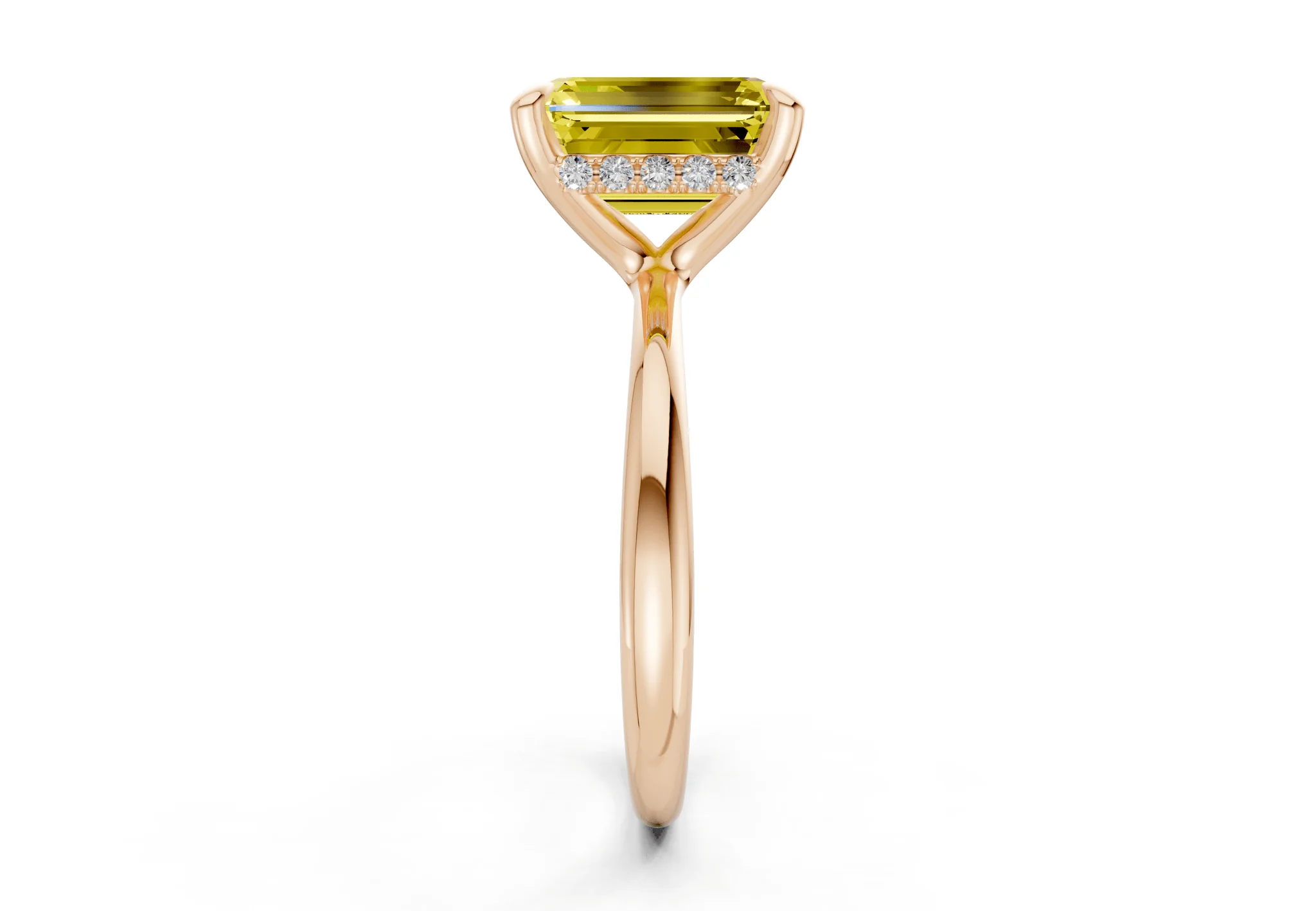 Marlowe Yellow Diamond Solitaire Emerald Cut 1.6mm Engagement Ring - Image 6