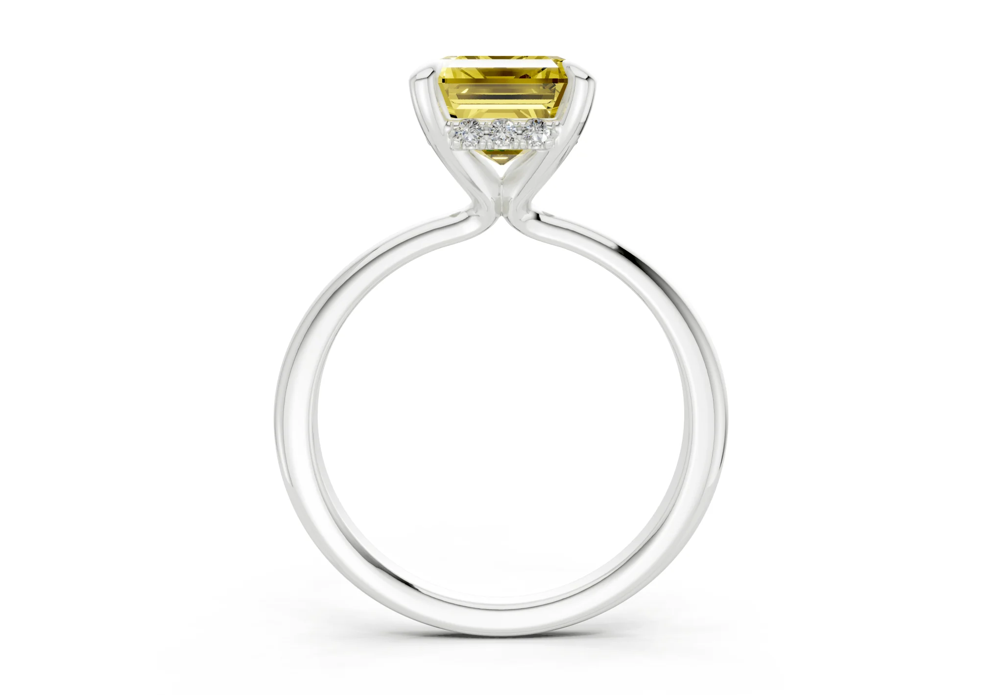 Marlowe Yellow Diamond Solitaire Emerald Cut 1.6mm Engagement Ring - Image 8